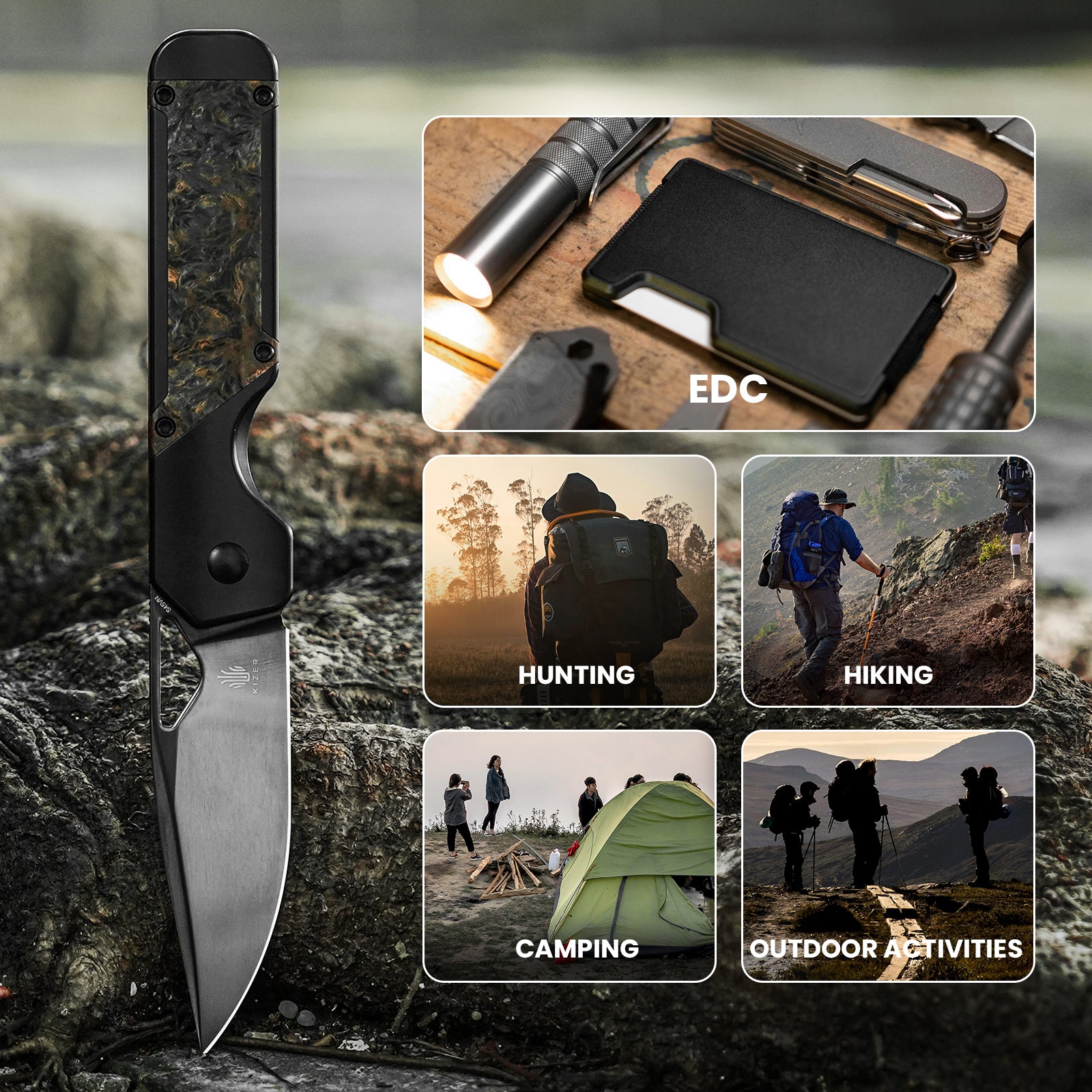 Militaw® | S45VN | Polished DLC | Titanium & Fatcarbon | KizerB™ 3634A3