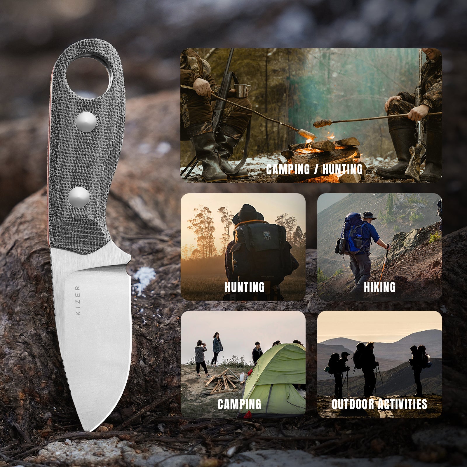 Beaver | Nitro-V | Micarta+ Orange G10 | KizerV™ 1078A2