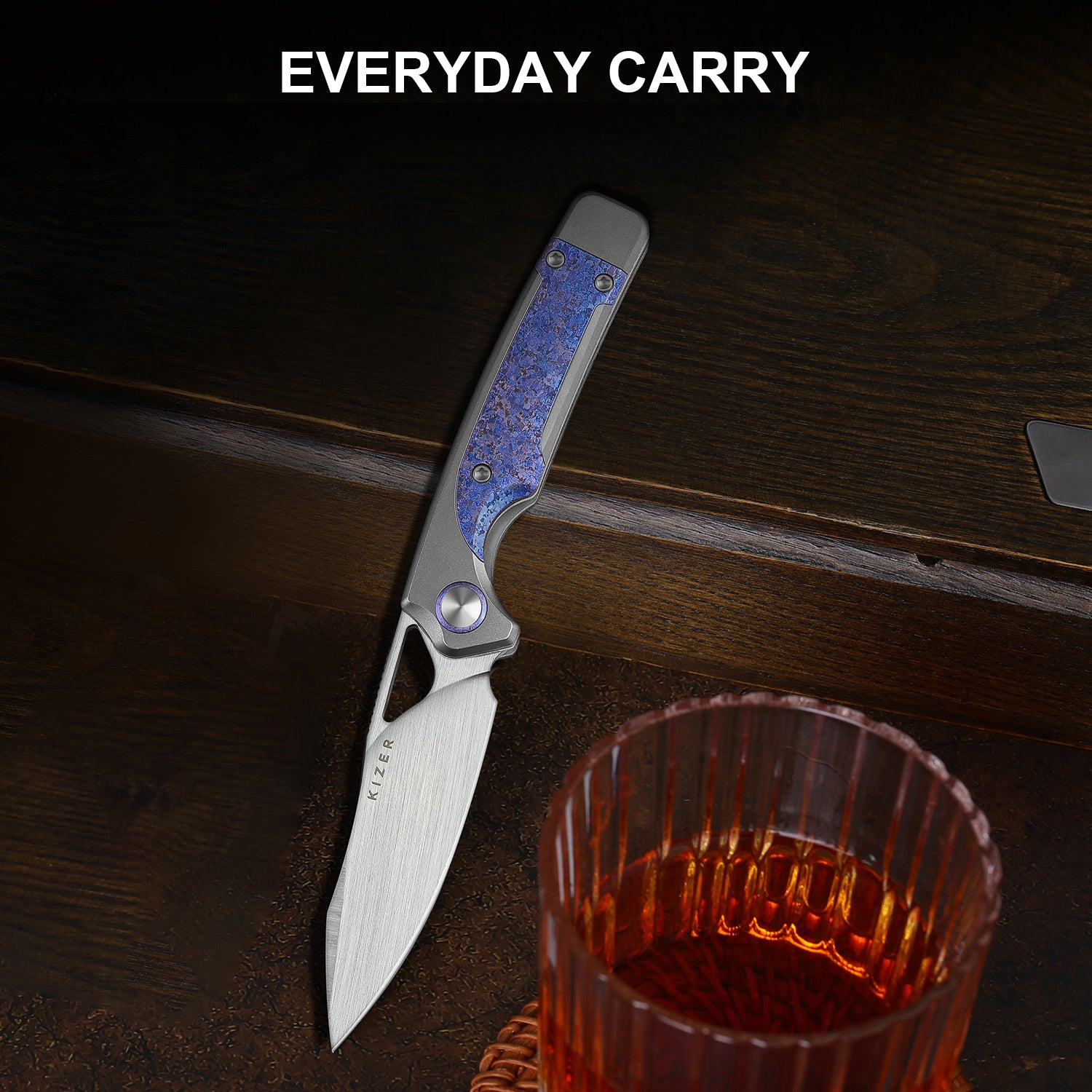 Ara | S45VN | Titanium & Purple Snowflake Titanium | KizerB™ 3729A3