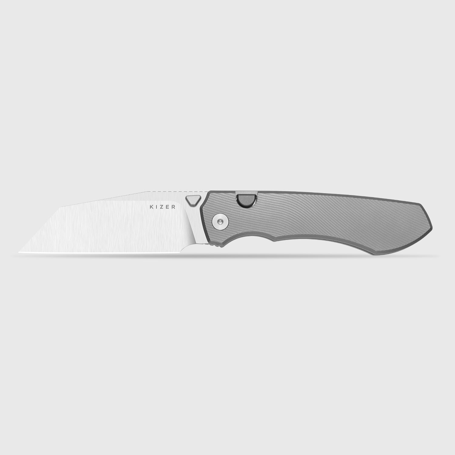 Exclusive Kizer Wharning Folding Knife Textured Titanium Handle Satin