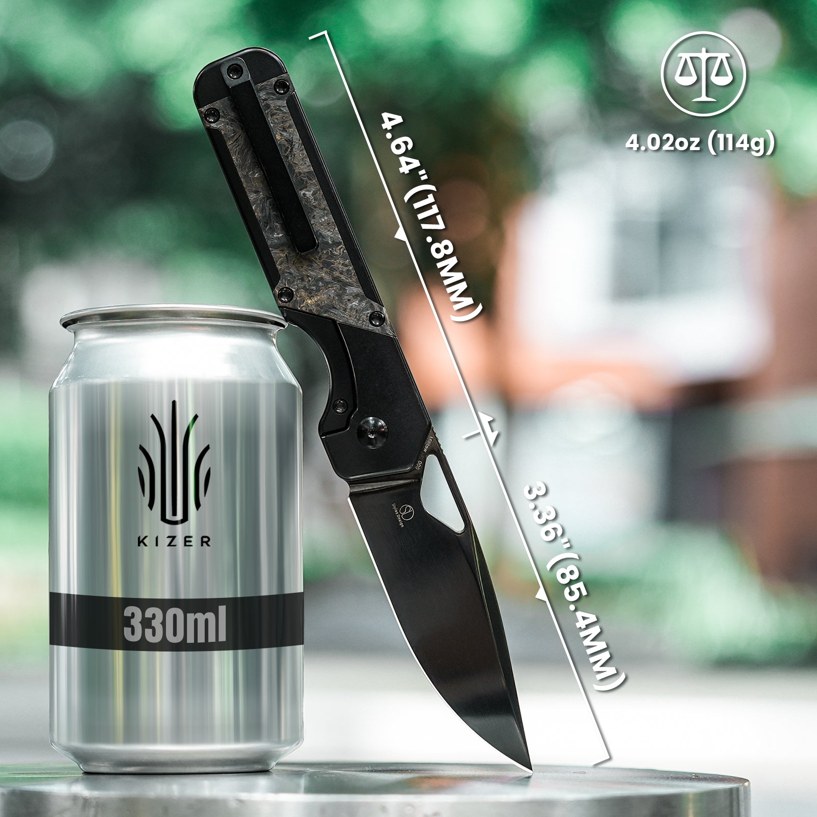 Militaw® | S45VN | Polished DLC | Titanium & Fatcarbon | KizerB™ 3634A3