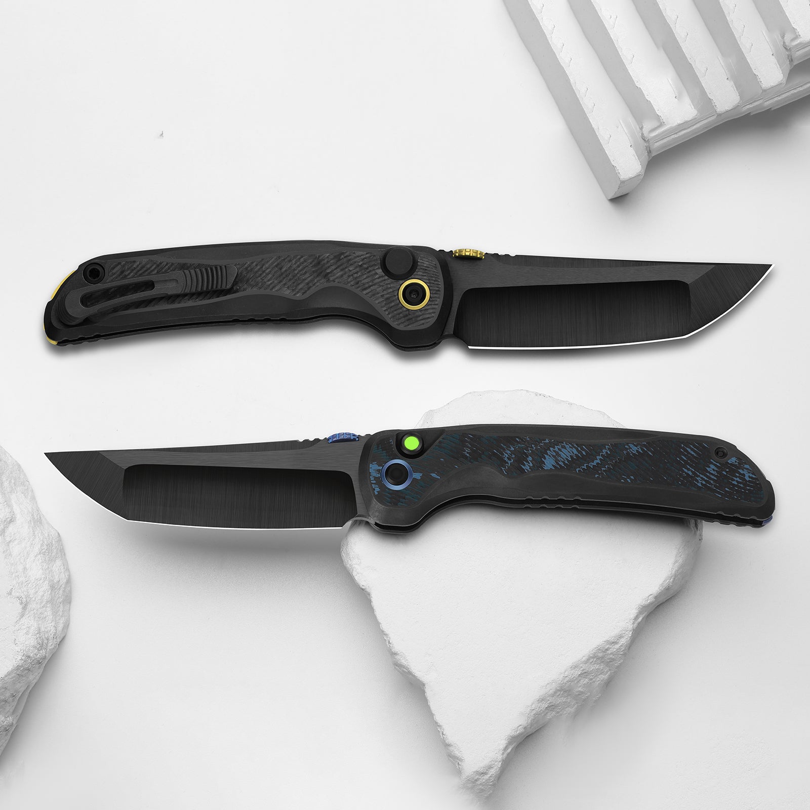Mithril | KineticFit™ Button Lock | M390 + DLC Ultra + Hand-Brushed | Titanium (DLC Ultra) & Fat Carbon | Exquisite Light | KizerX® FK08A2
