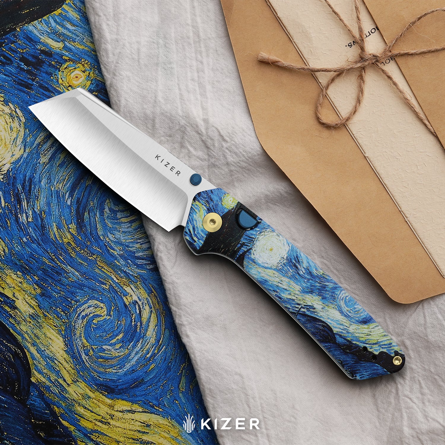 Masterpiece Collection | Madrac | Kizer Button Liner Lock™ | S45VN Black PVD Coating | G10 | KizerB™ 3693BSK3