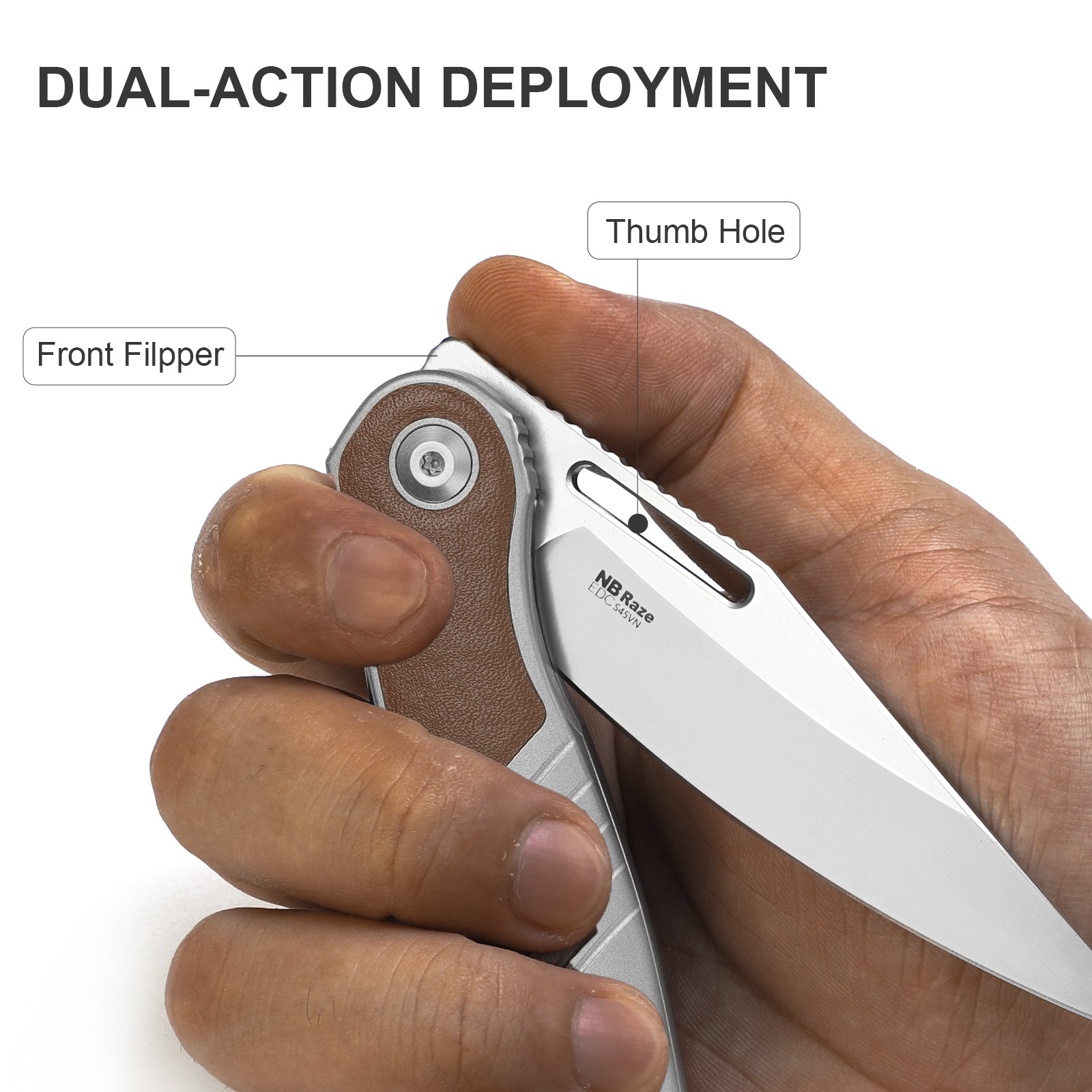 Raze | S45VN | Titanium & Leather | KizerB™ 3720A2