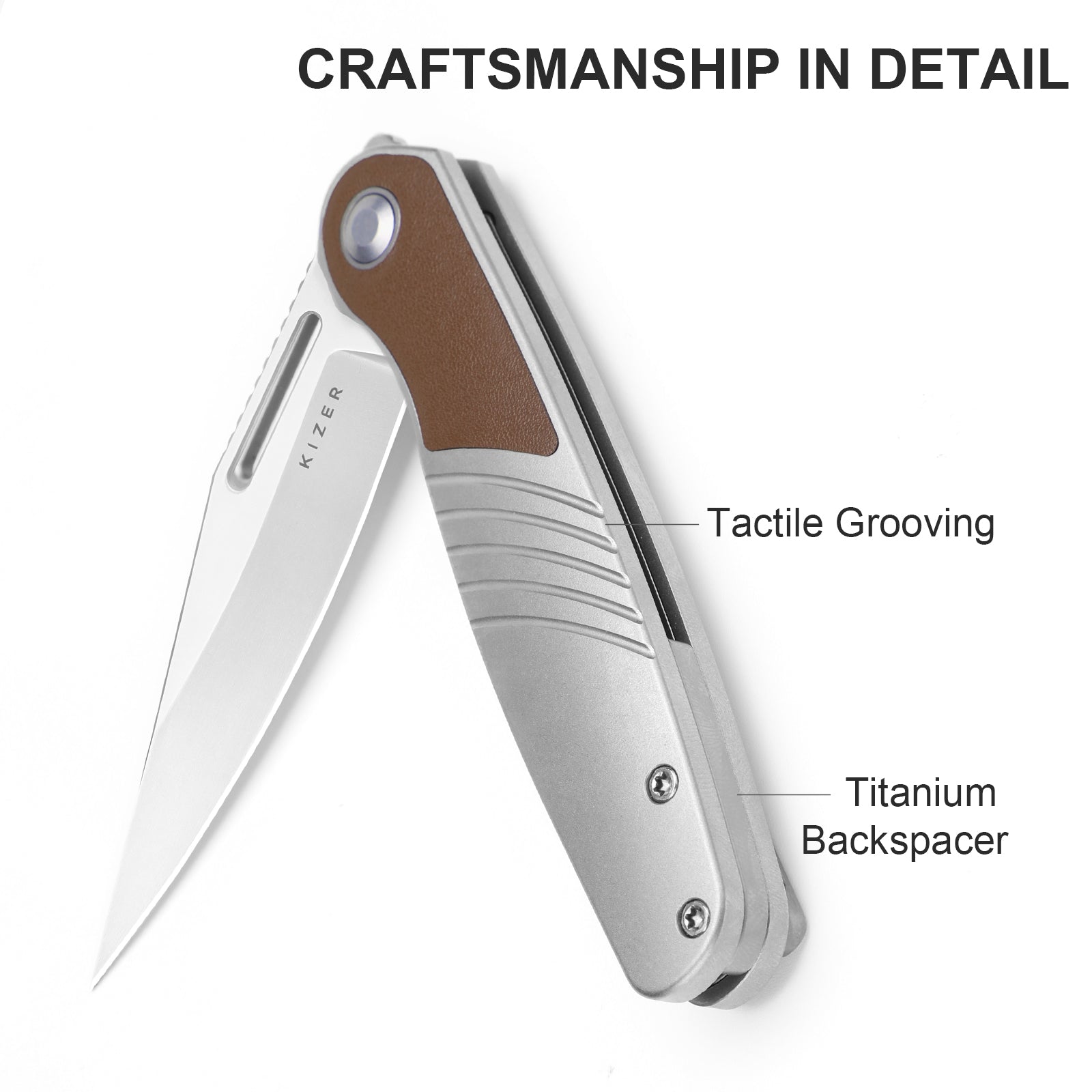 Raze | S45VN | Titanium & Leather | KizerB™ 3720A2