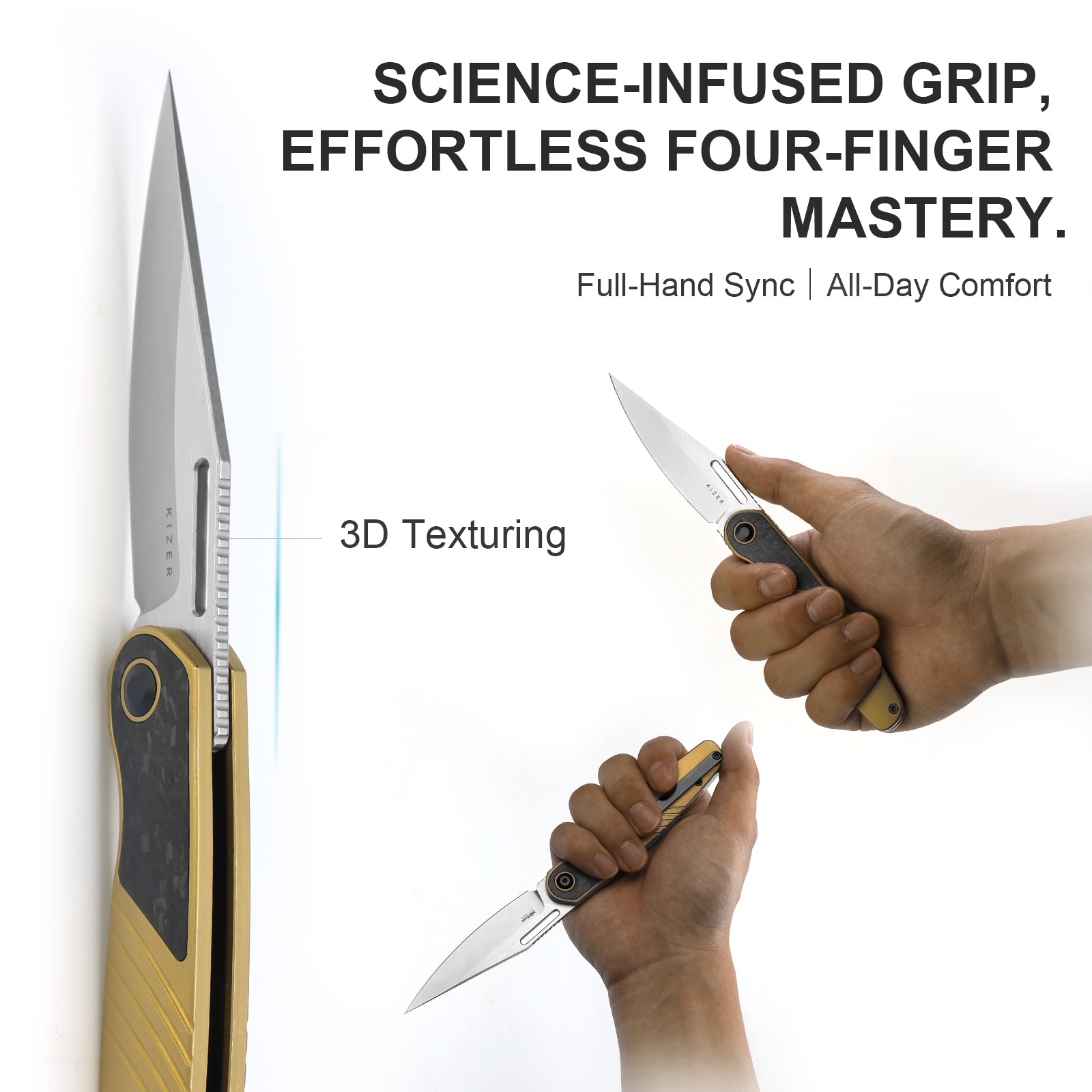 Raze | S45VN | Titanium & Carbon Fiber | KizerB™ 3720A3