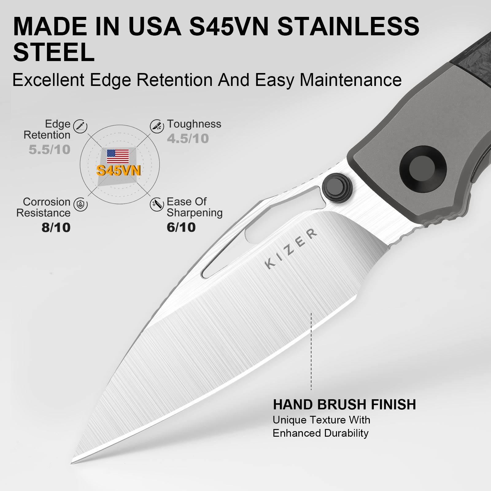 Shrike | S45VN | Titanium & Carbon Fiber | Front Flipper | Ki3746A1