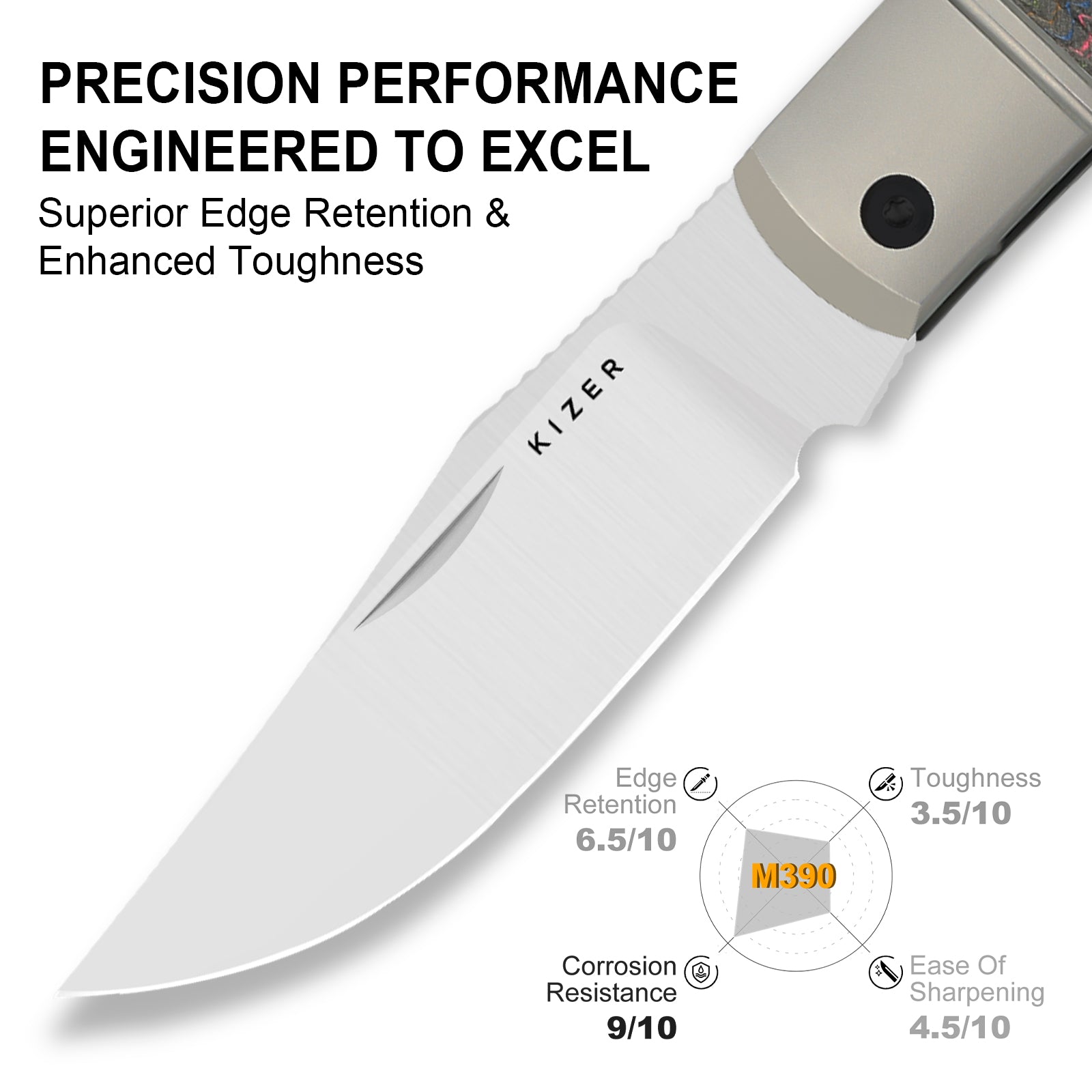 Trestle | M390 | Titanium & Camo 80s | KizerB™ 3761A2