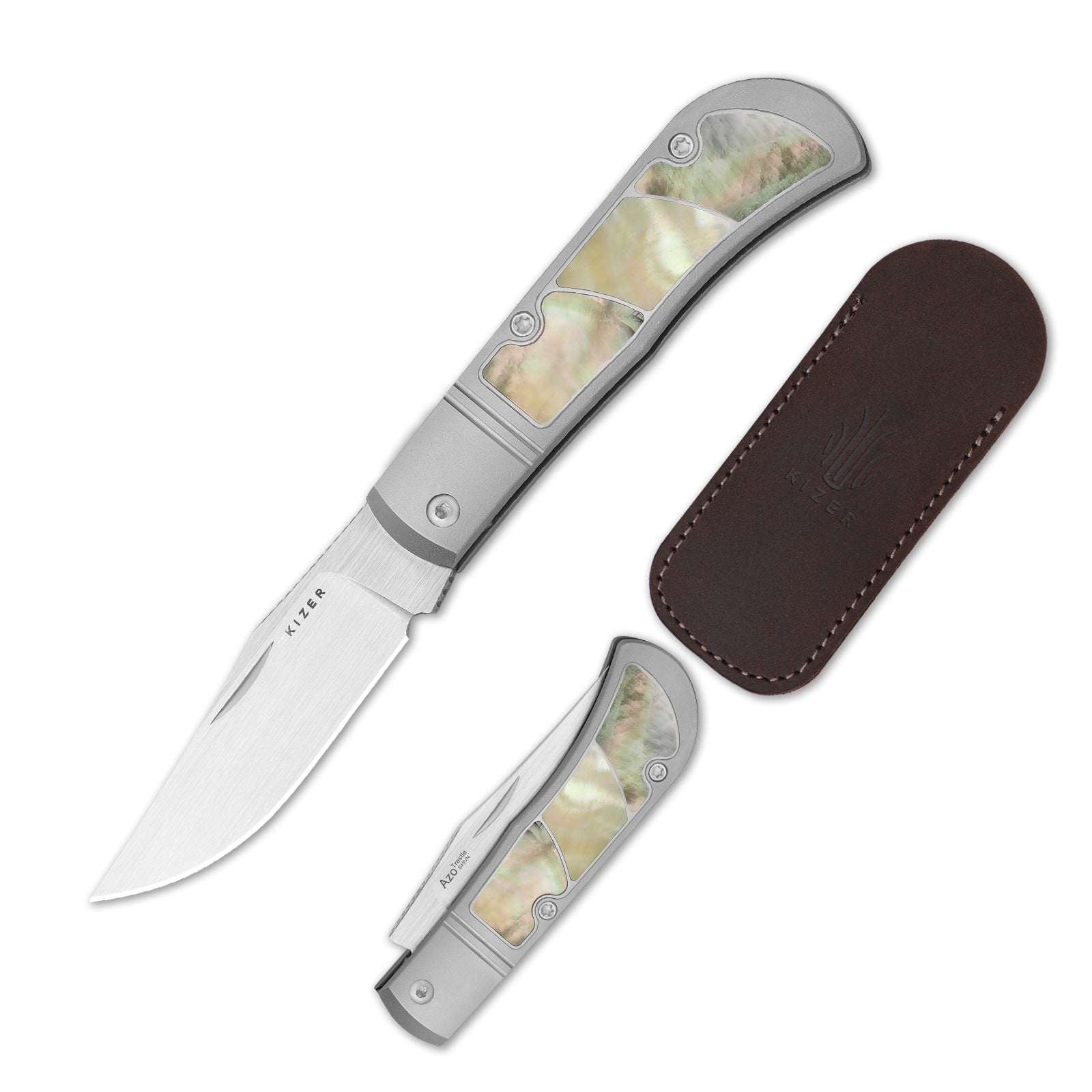 Trestle 2.9 inch S45VN Titanium & Mother of Pearl Ki3761A3-Kizer