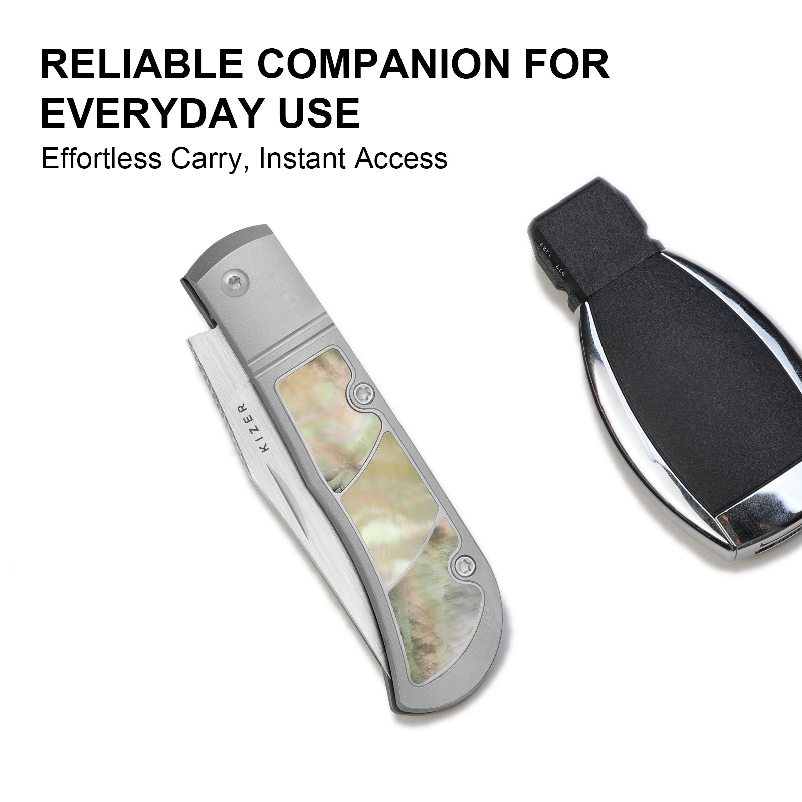 Trestle | S45VN | Titanium & Mother of Pearl | KizerB™ 3761A3