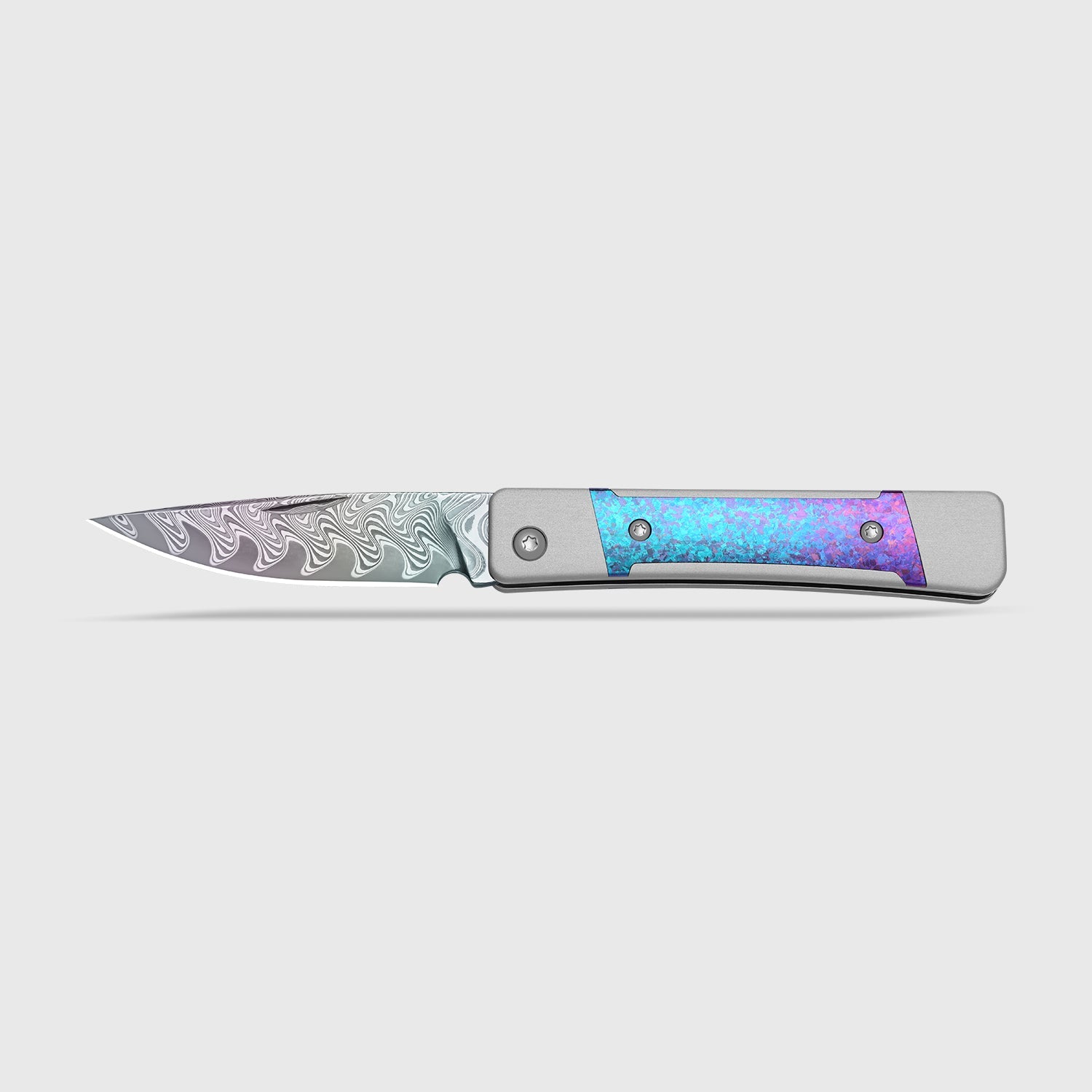 Little Grand 2.5 inch Rainbow Damascus Aluminum & Crystallized