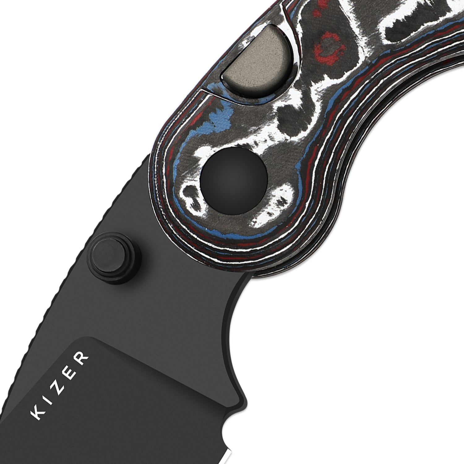 Microbe™ | Kizer Button Liner Lock™ | Ultra DLC | M390 | Fat Carbon | KizerB™ 2742A2
