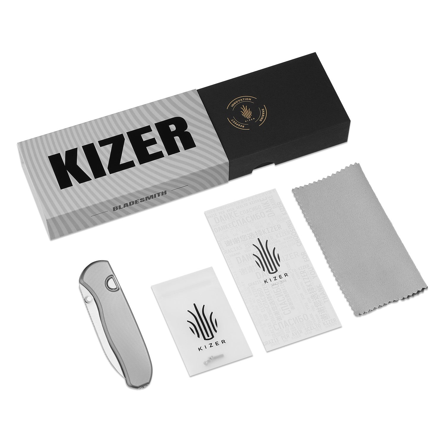 Kizer Drop Bear Zero Folding Knife Textured Titanium Handle Elmax Steel