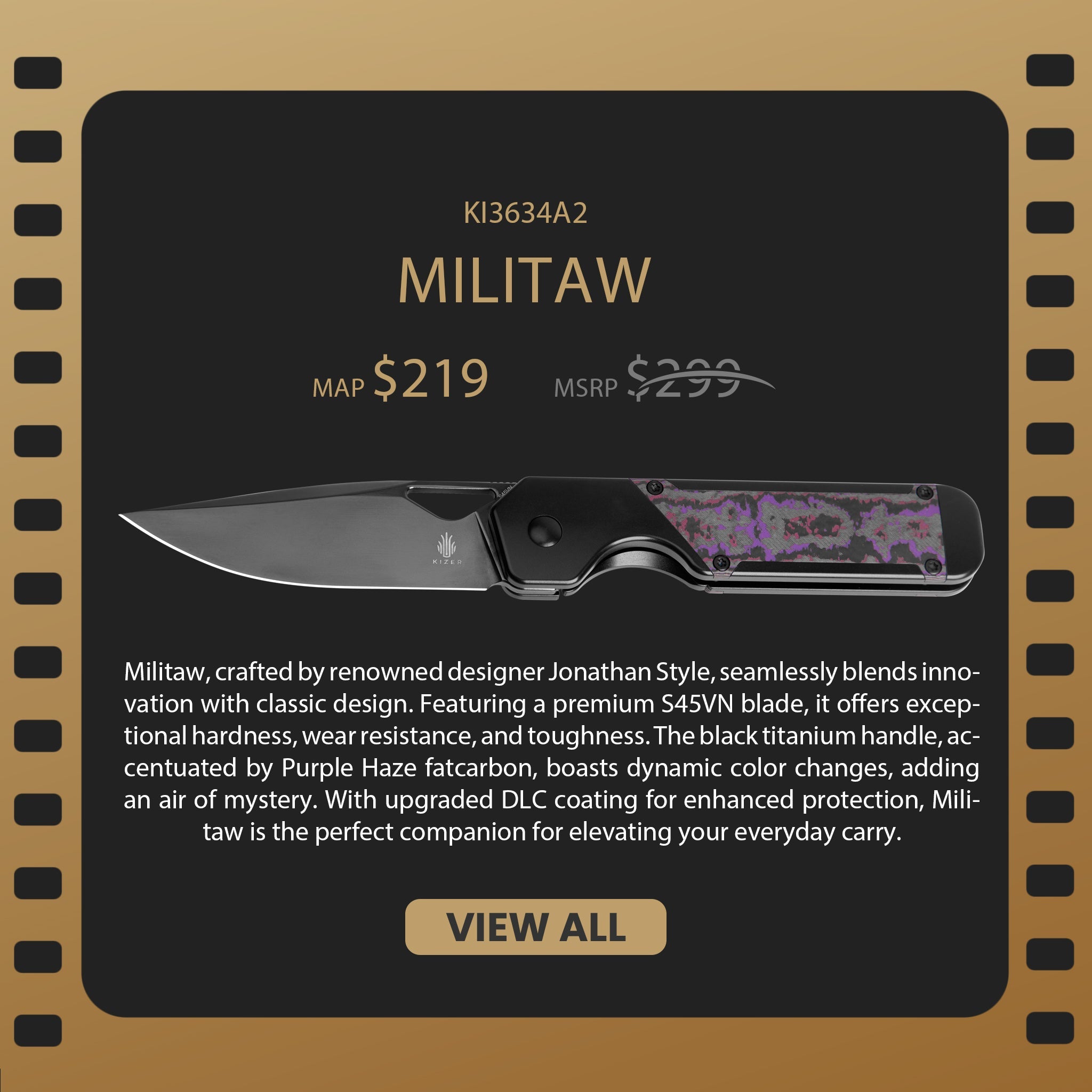 Militaw® | S45VN | Titanium+Fatcarbon | KizerB™ 3634A2
