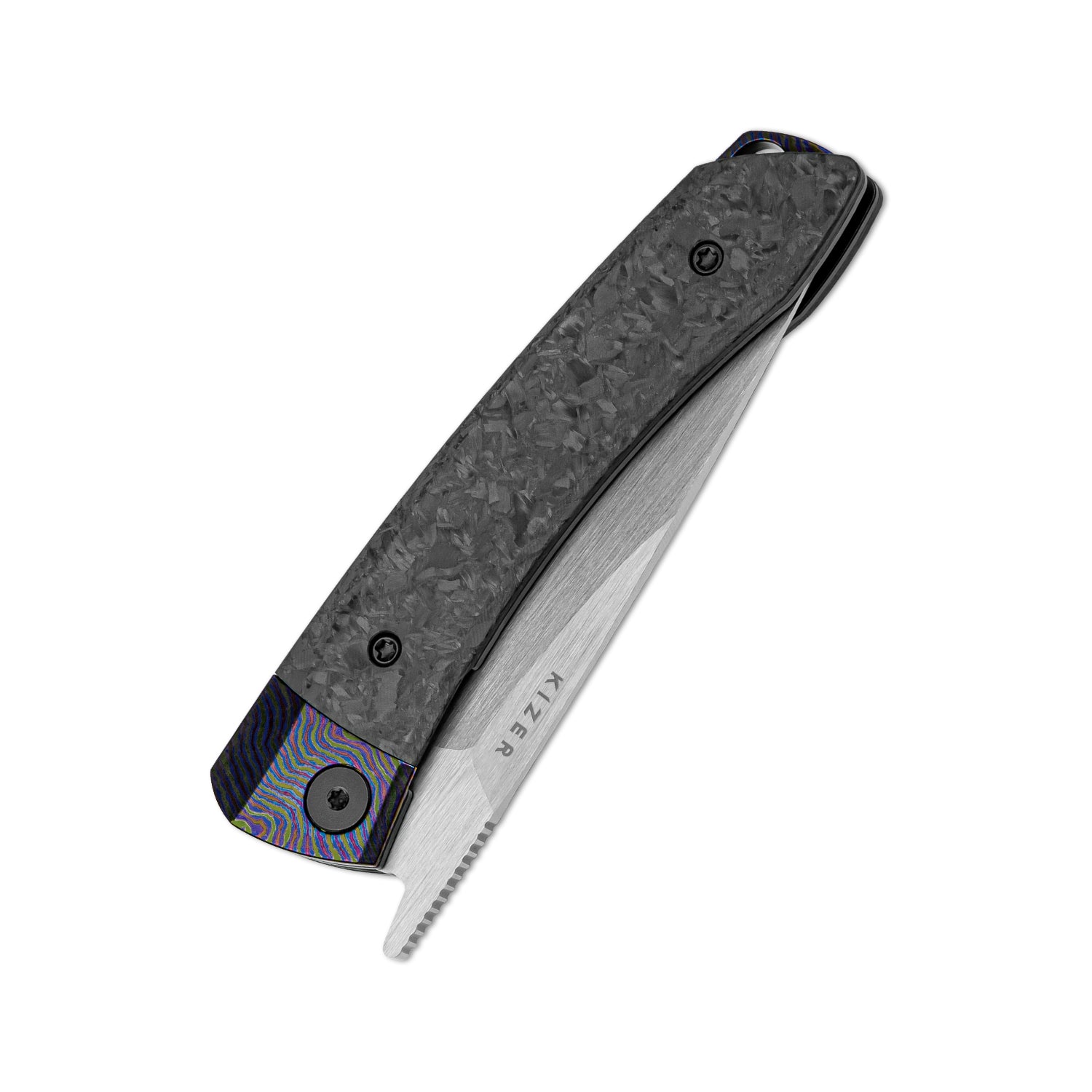 Mini MoMo | M390 | Timascus+Marble Carbon Fiber | KizerB™ 3663A4