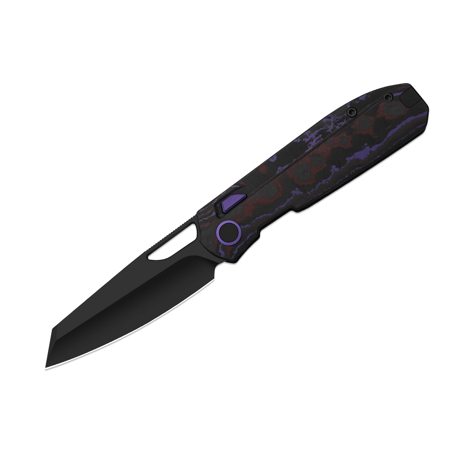 Mash | Kizer Button Liner Lock™ | M390 + Matte DLC Ultra + Hollow Grind | FatCarbon Purple Haze | KizerB™ 3699BSA2