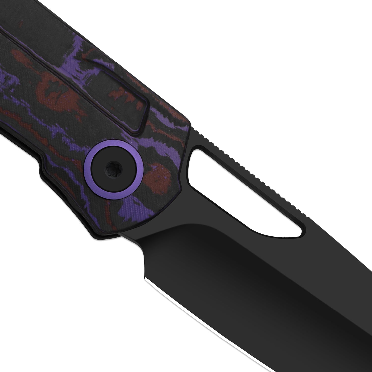 Mash | Kizer Button Liner Lock™ | M390 + Matte DLC Ultra + Hollow Grind | FatCarbon Purple Haze | KizerB™ 3699BSA2