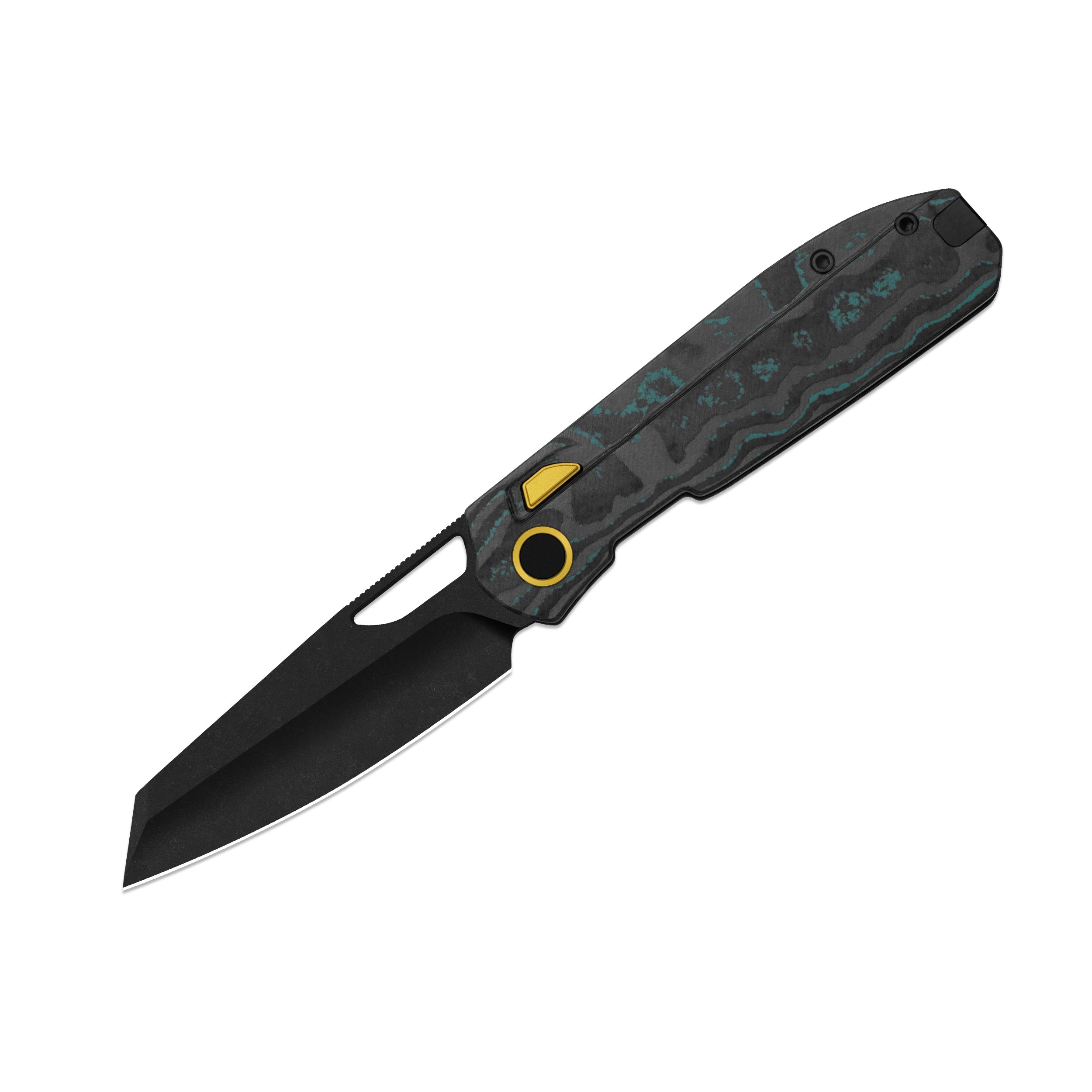 Mash | Kizer Button Liner Lock™ | M390 + PVD Coating & Stonewashed + Hollow Grind | CamoCarbon Shipwreck | KizerB™ 3699BSA3
