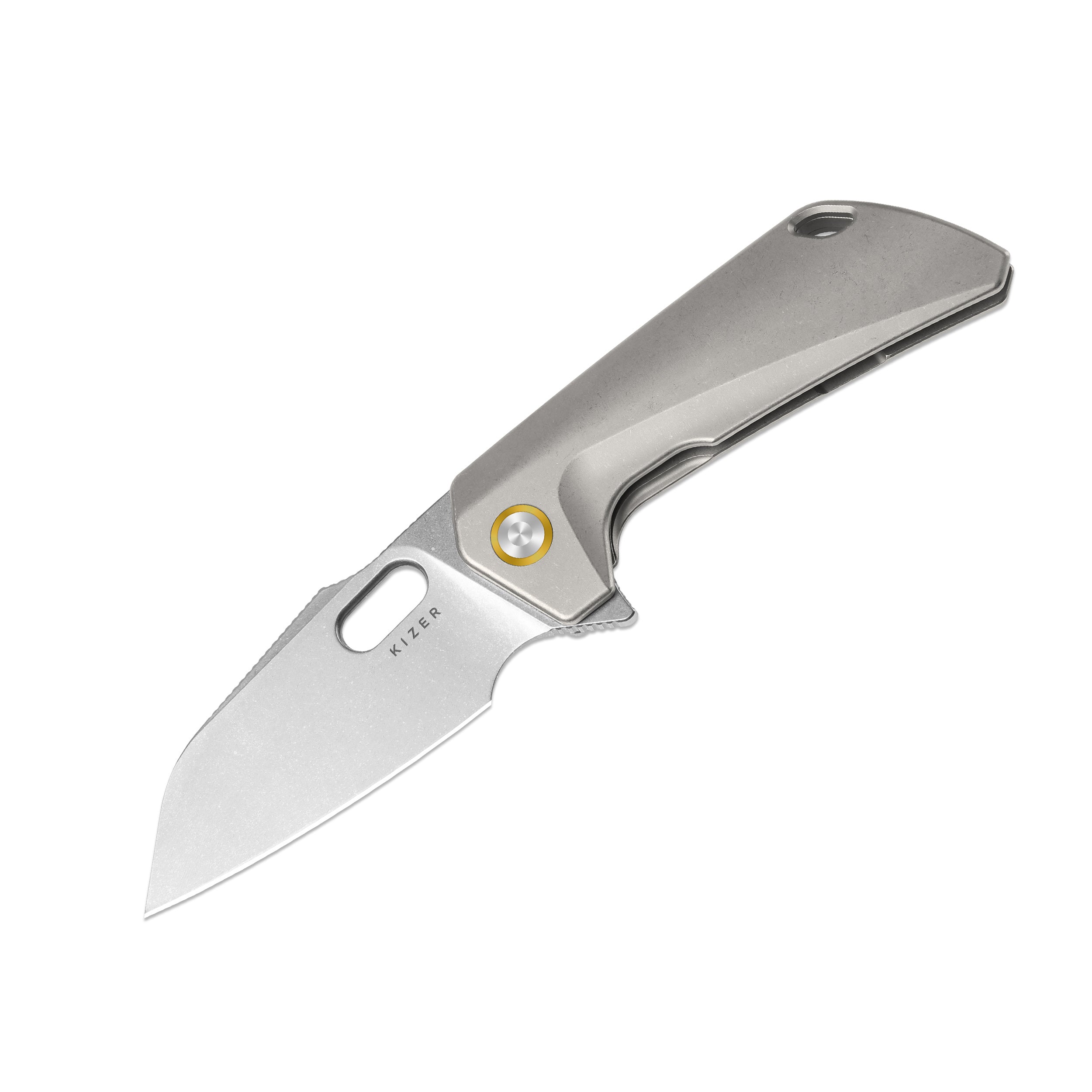 Takahe | Titanium Handle | Gold Pivot Collar | Stonewashed | KizerB™ 3701A1