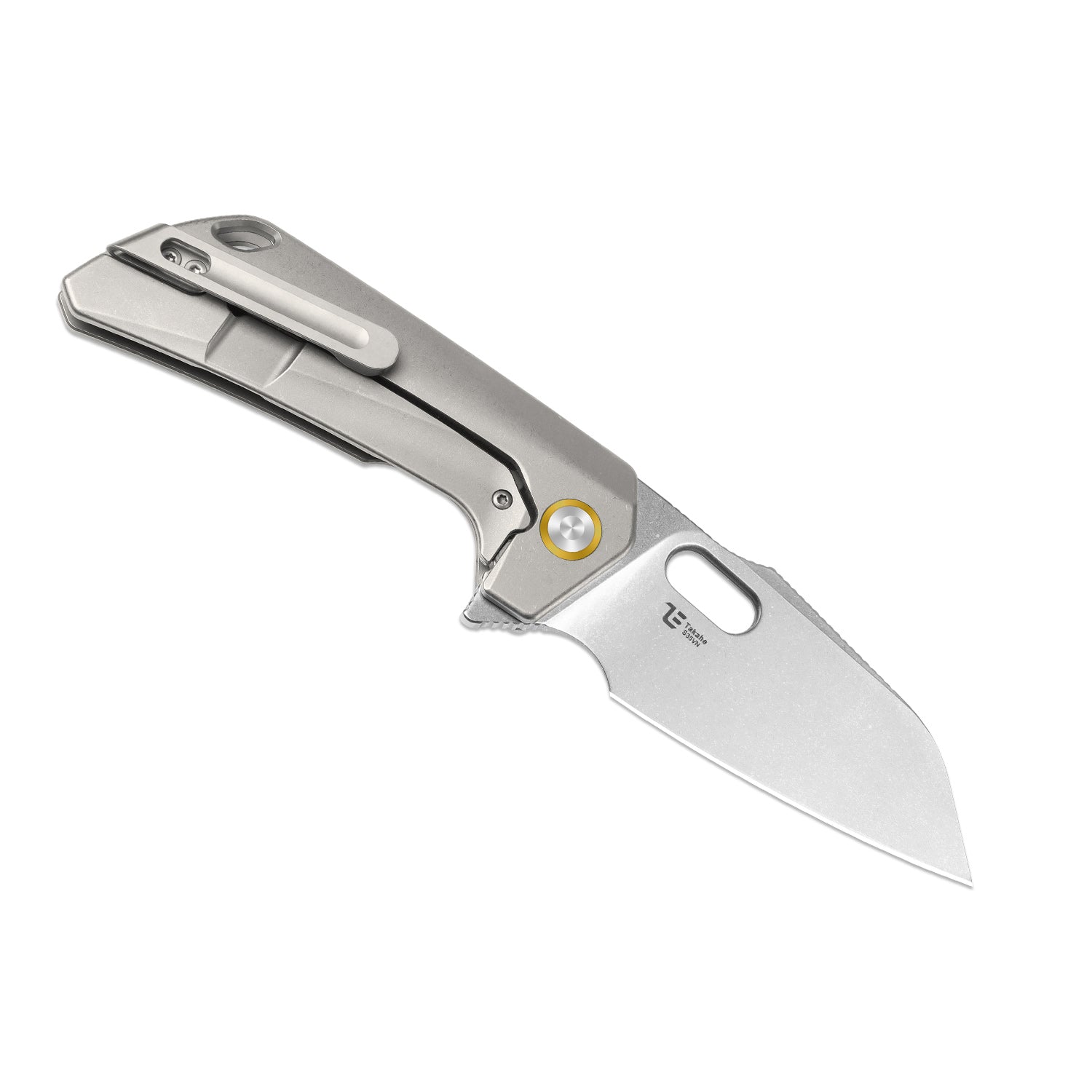 Takahe | Titanium Handle | Gold Pivot Collar | Stonewashed | KizerB™ 3701A1