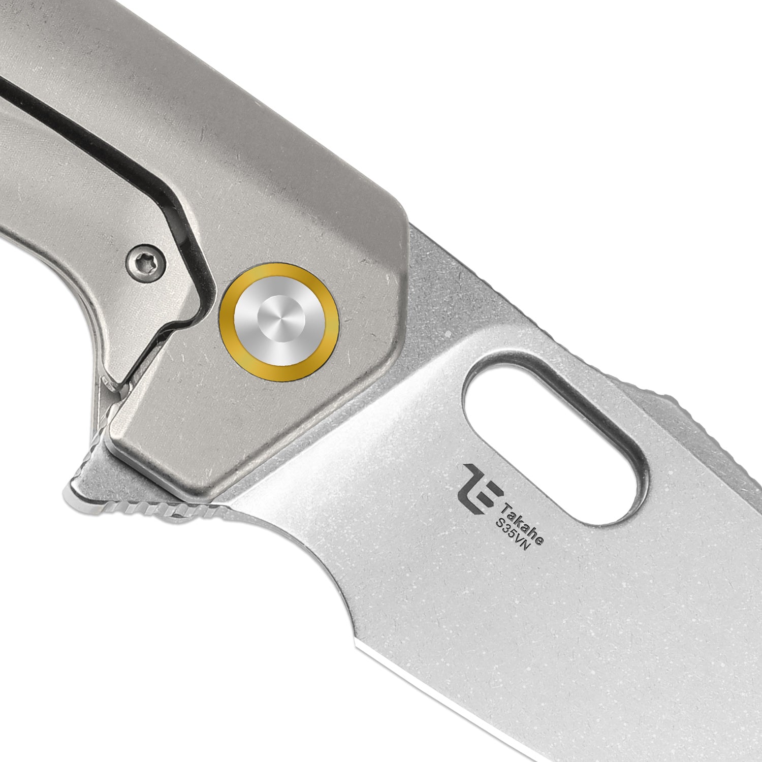 Takahe | Titanium Handle | Gold Pivot Collar | Stonewashed | KizerB™ 3701A1