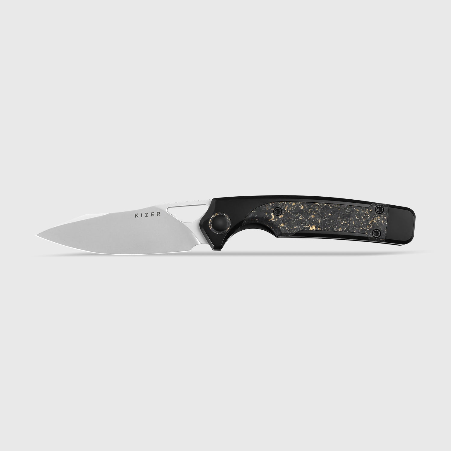 Ara | S45VN | Titanium & Carbon Fiber Gold Flake | KizerB™ 3729A1
