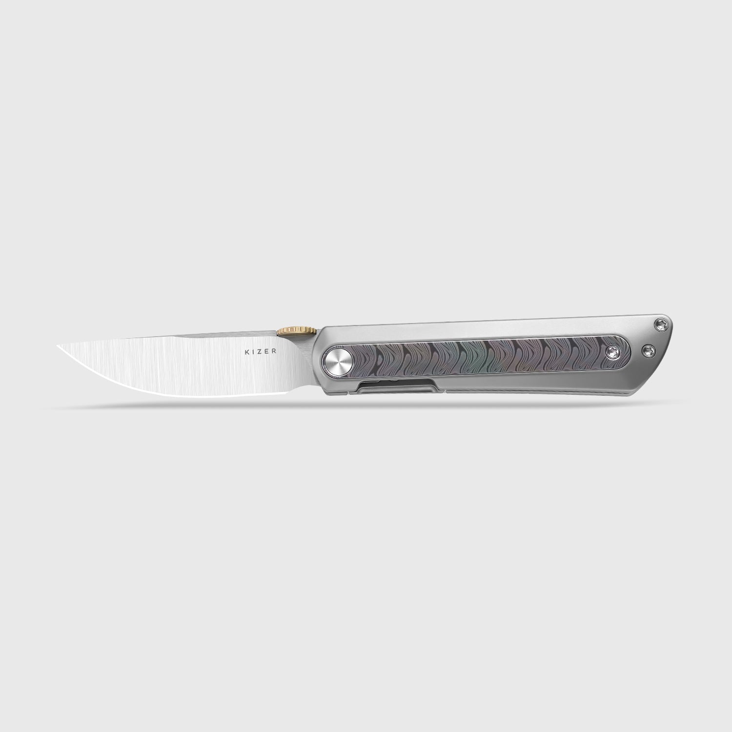 K*様 ブレイクキュー Quoll 2.95 inch S45VN Titanium & Rainbow Damascus Ki3733A1-Kizer