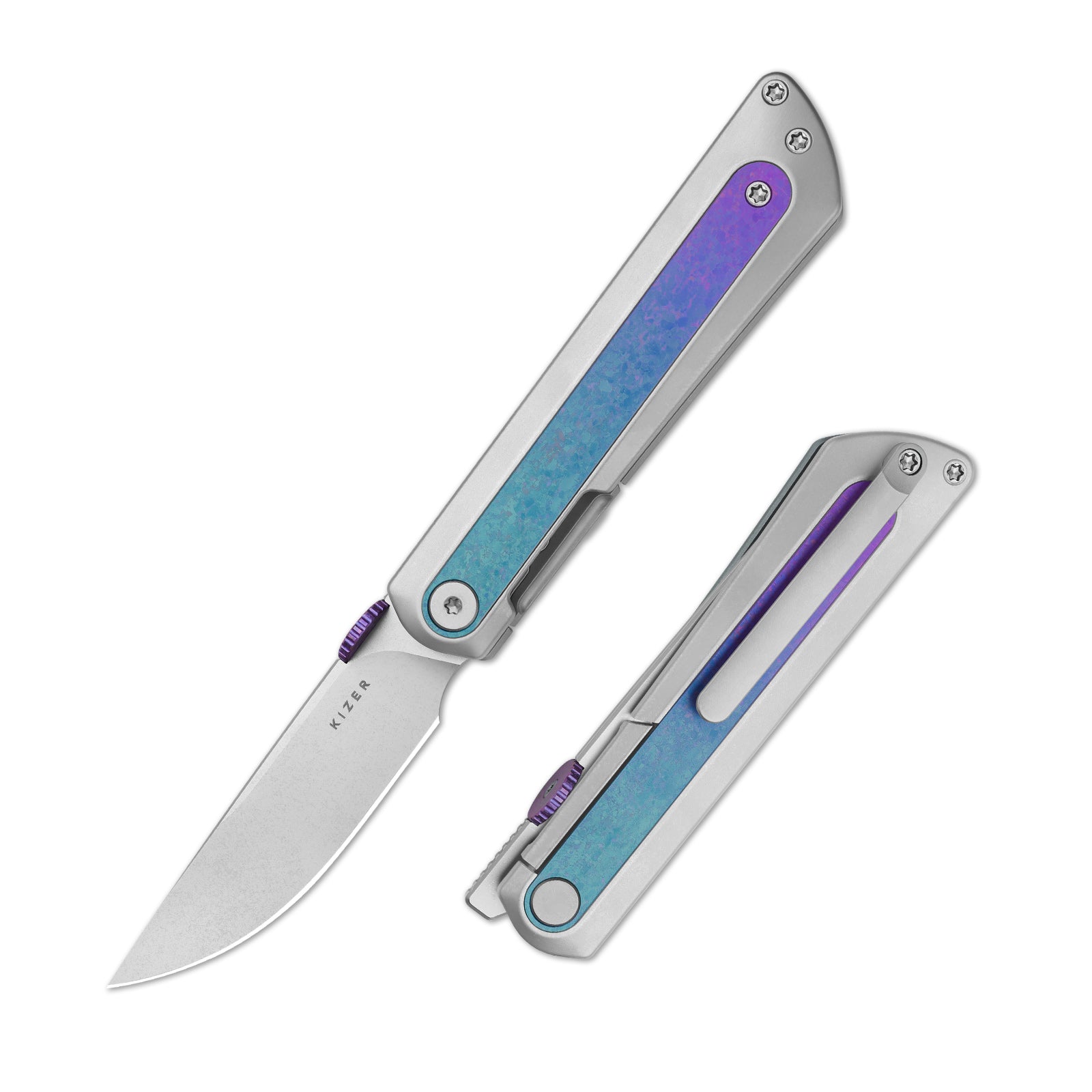 Quoll 2.95 inch S45VN Titanium & Crystallized Titanium Ki3733A2-Kizer