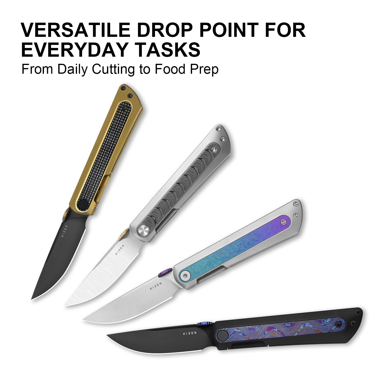 Quoll | S45VN | Titanium & Crystallized Titanium | Stonewashed | KizerB™ 3733A2