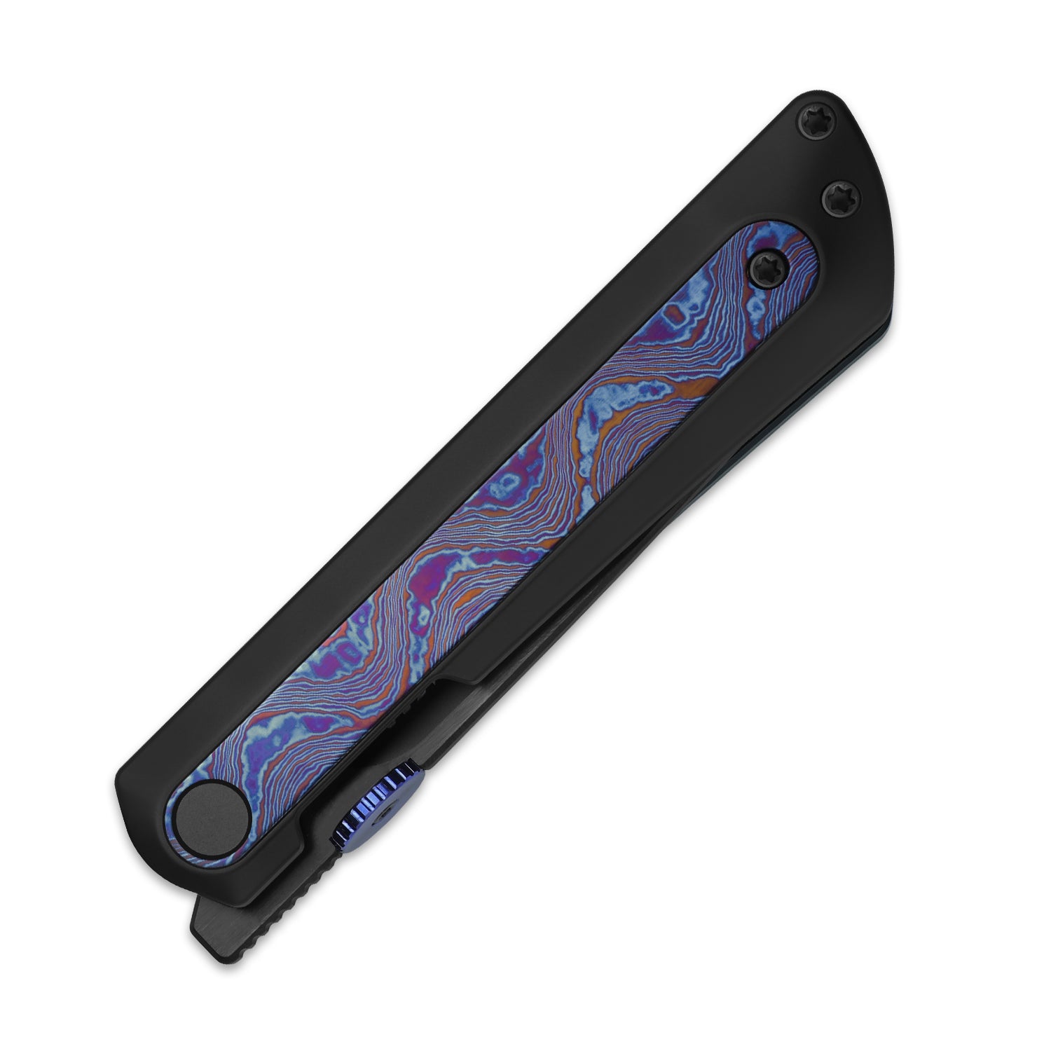 Quoll | S45VN | Titanium & Titanium Damascus | Brushed | Matte DLC-Ultra | KizerB™ 3733A3