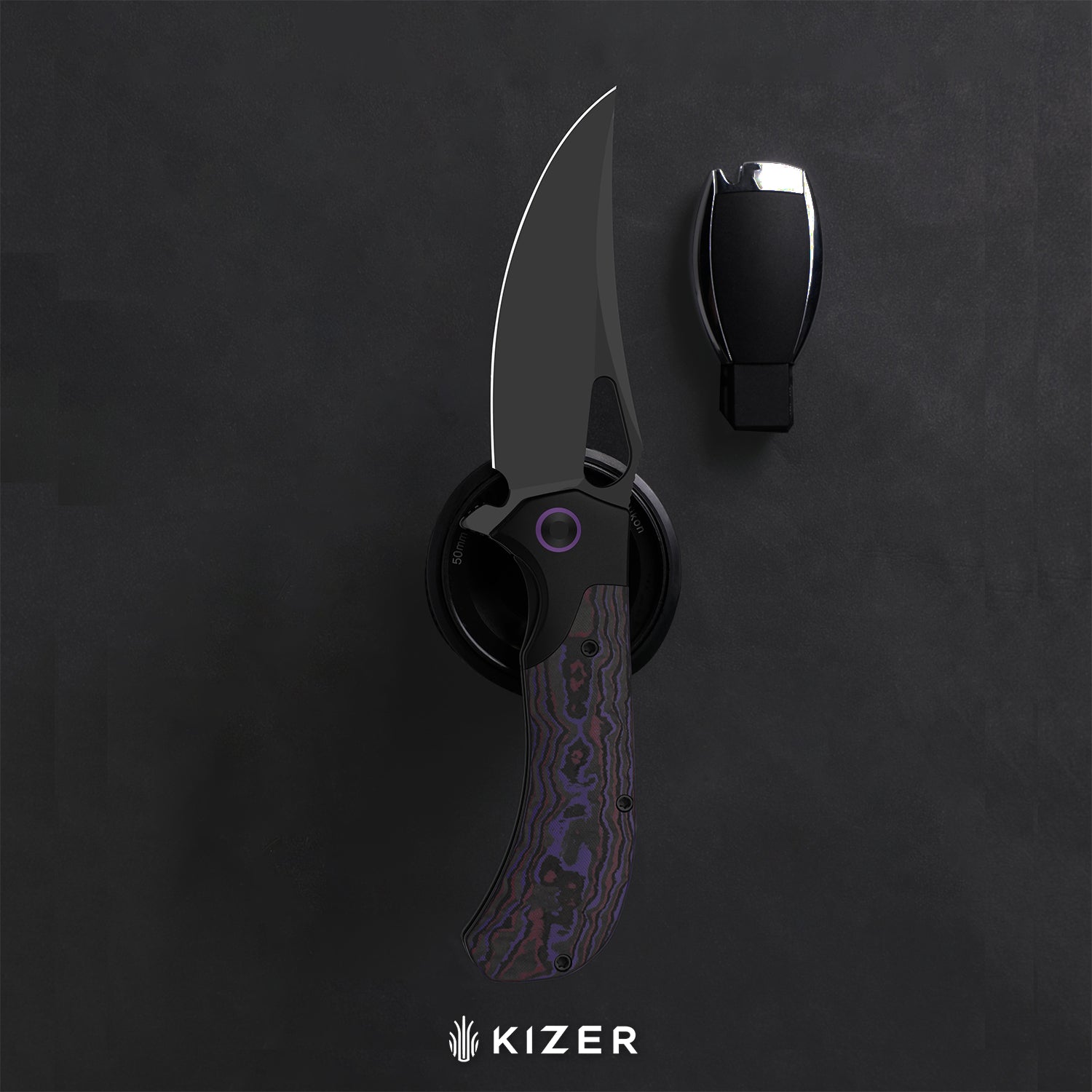 Cyclone | Frame Lock | Titanium & Fatcarbon Purple Haze | S35VN+Matte DLC Ultra | KizerB™ 3734A1