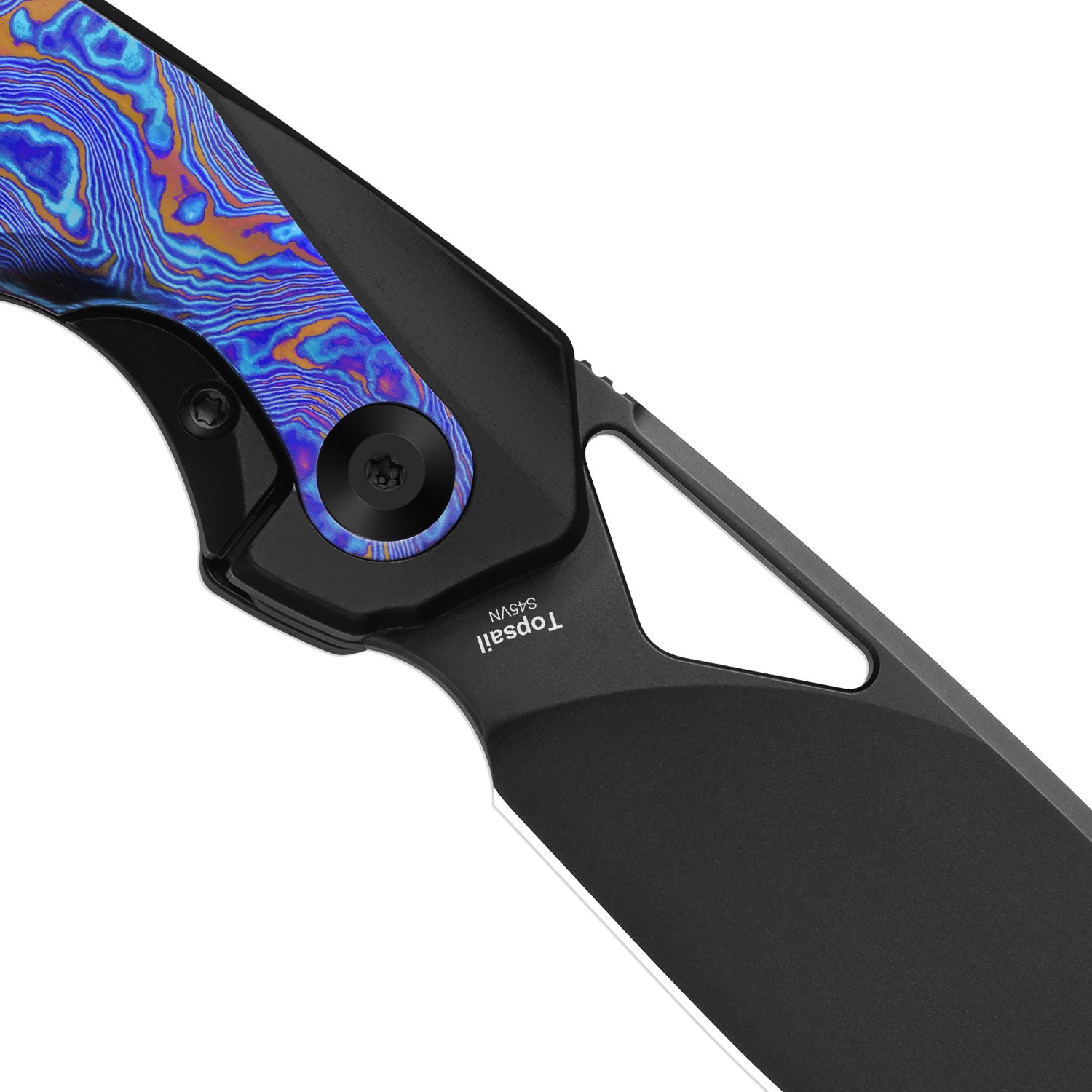 Topsail | S45VN | Titanium & Timascus | Matte DLC Ultra | Front Flipper | KizerB™ 3735A2