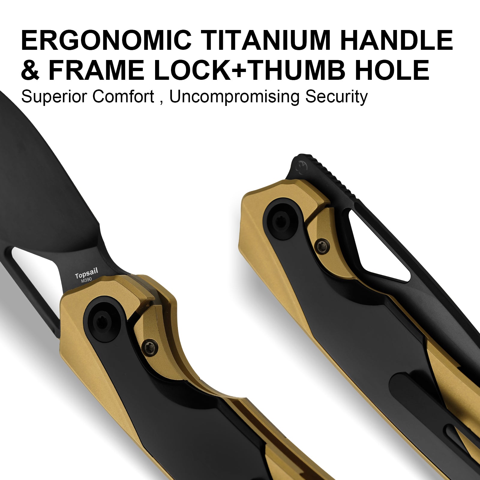 Topsail | M390 | Titanium + Stark Black Zirconium | Matte DLC Ultra | Front Flipper | KizerB™ 3735A3
