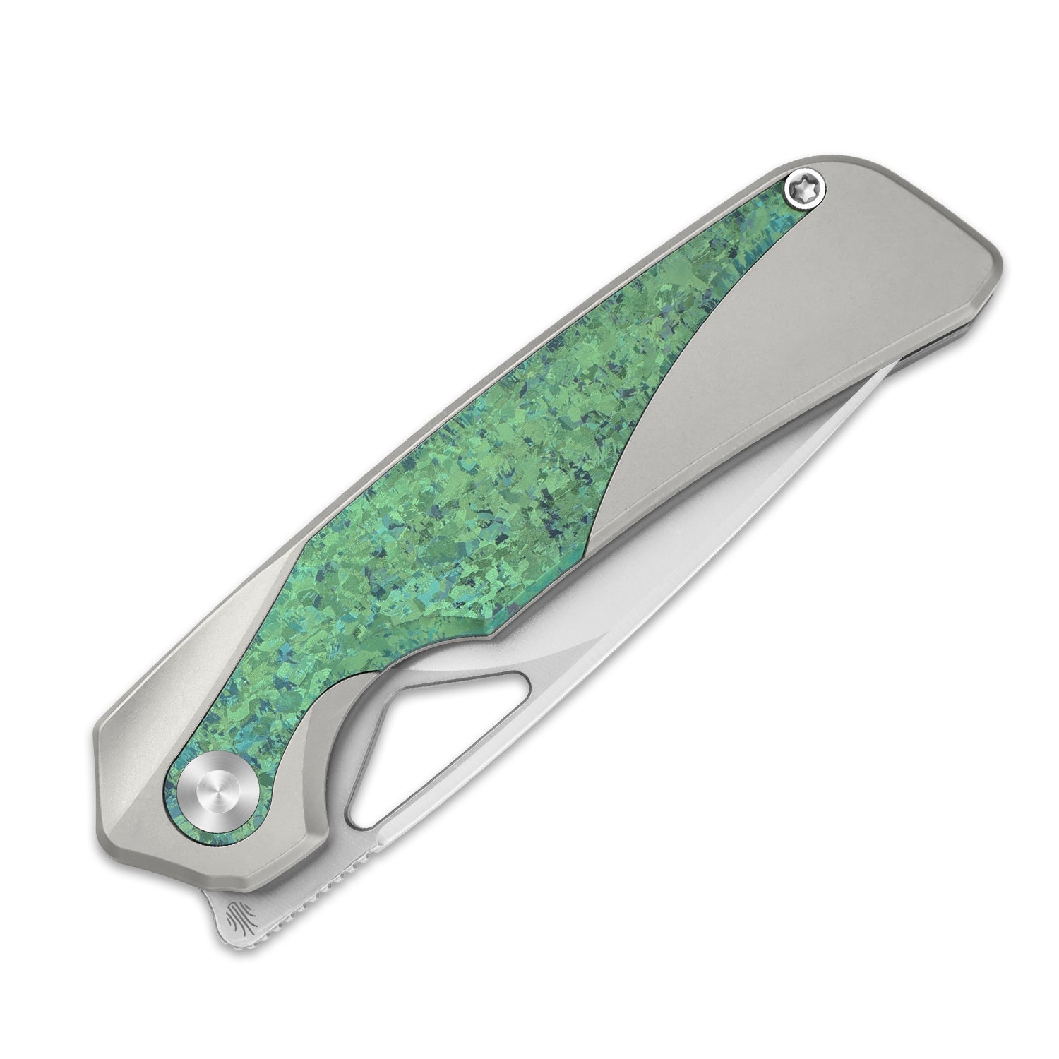 Topsail | M390 | Titanium & Crystallized Titanium | Front Flipper | KizerB™ 3735A4