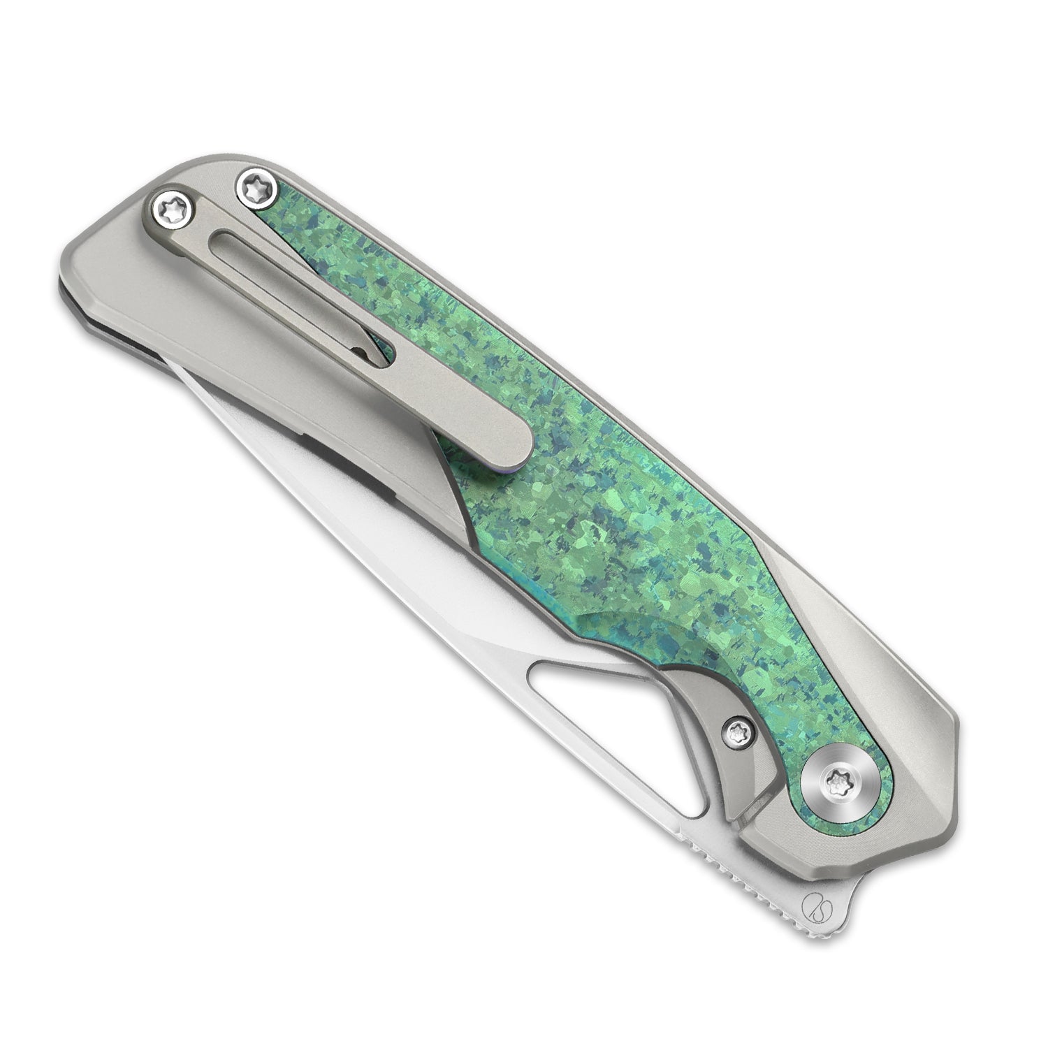 Topsail | M390 | Titanium & Crystallized Titanium | Front Flipper | KizerB™ 3735A4