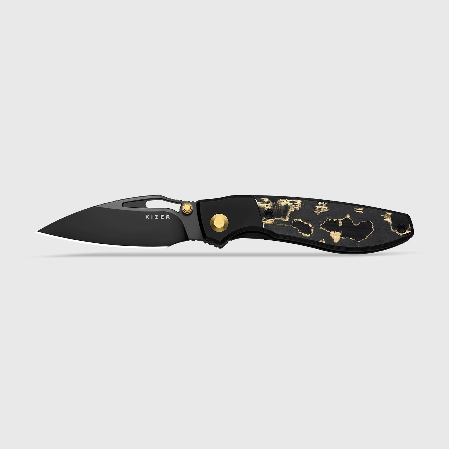 Shrike 2.74 inch S45VN Titanium & Fat Carbon Camo Gold Ki3746A2-Kizer