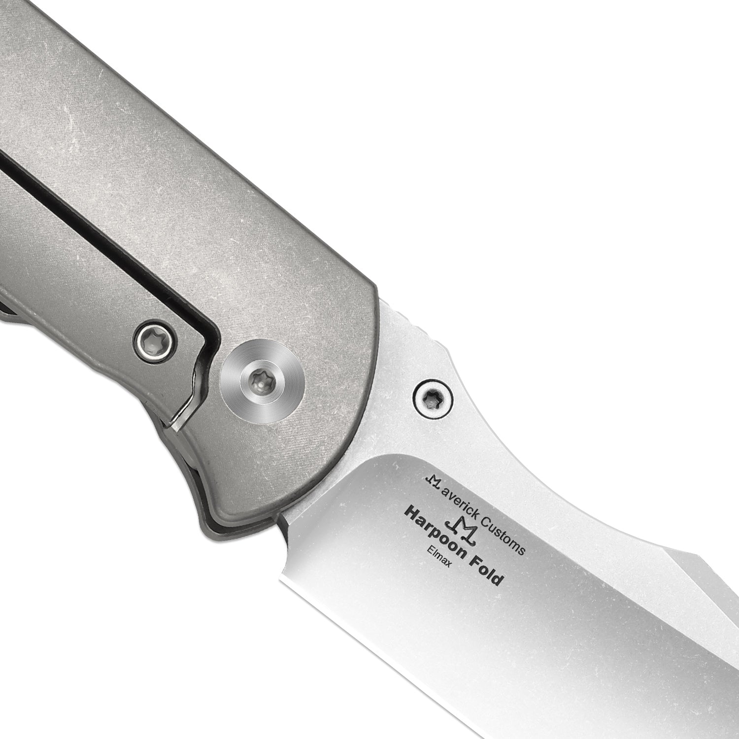 HARPOON FOLD | Elmax + Hollow Grind + Stonewashed | FRAME LOCK | Titanium | KizerB™ 4784A1