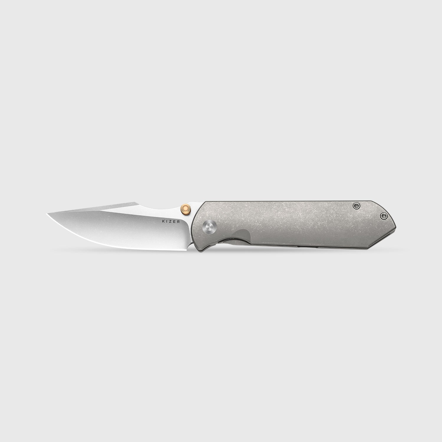HARPOON FOLD | Elmax + Hollow Grind + Stonewashed | FRAME LOCK | Titanium | KizerB™ 4784A1
