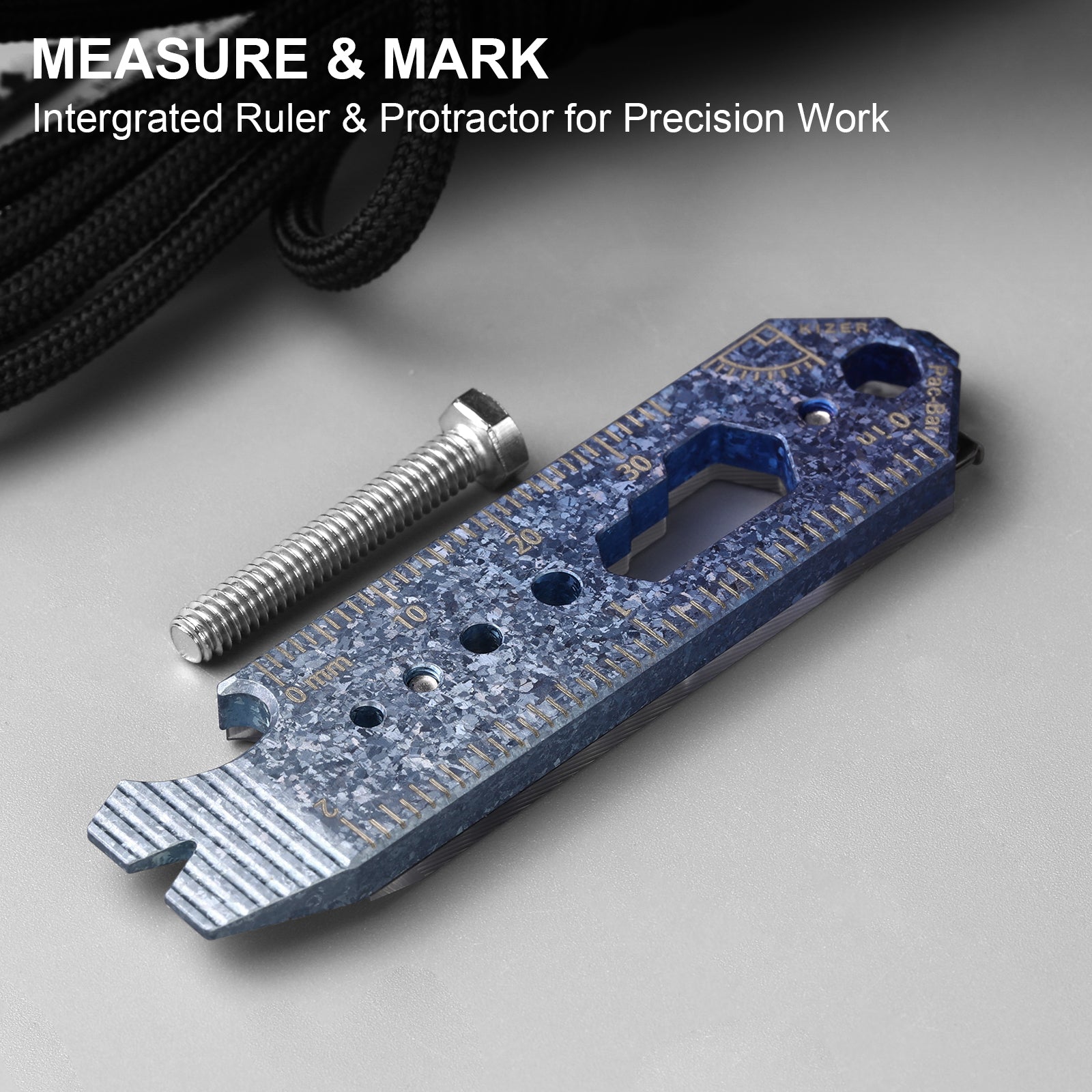 Kizer Crystallized Titanium & Acrylic EDC Multi-Functional Tools Blue & Purple Pac-Bar