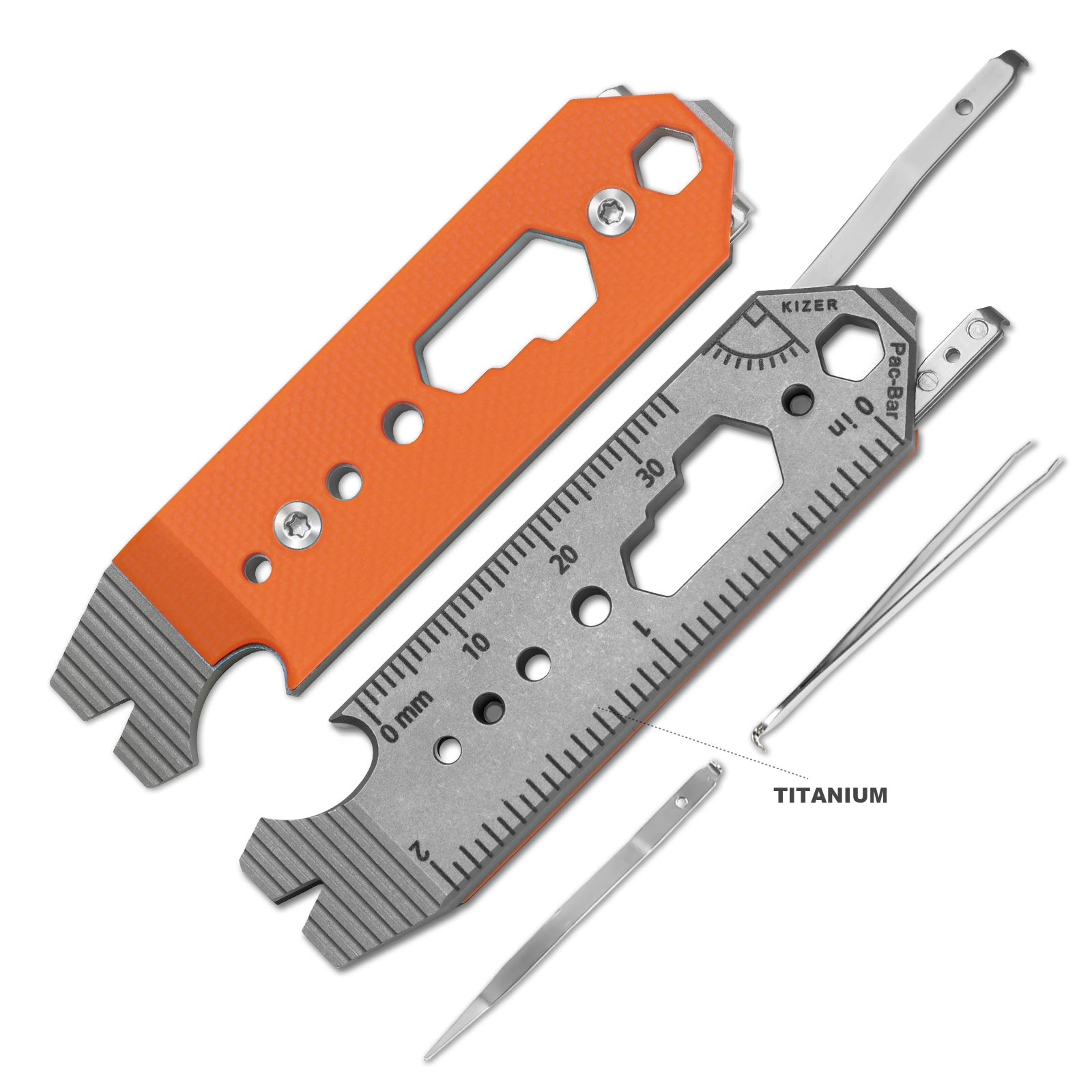 Kizer Titanium & G10 EDC Multi-Functional Tools Orange Pac-Bar