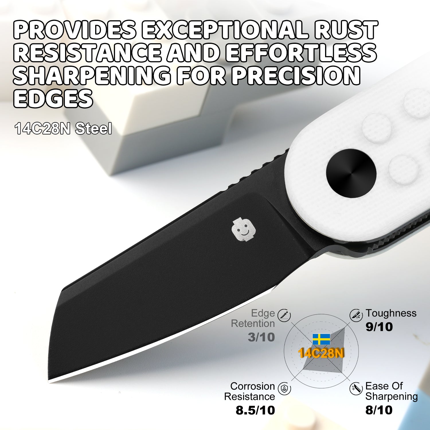 Mini Bay | 14C28N | White Brick G10 Handle | V2583A5