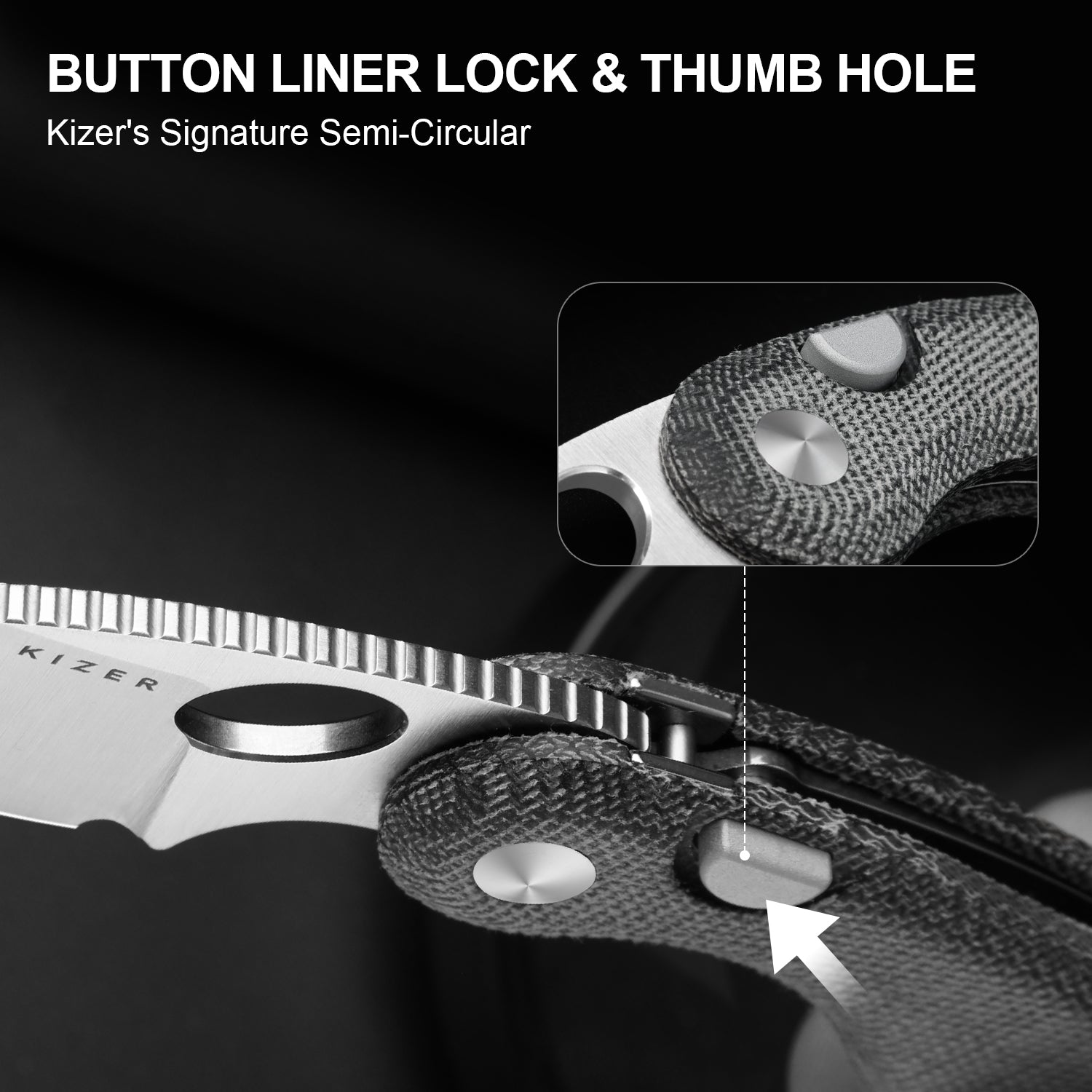 Microbe™ | Kizer Button Liner Lock™ | Norplex UltreX™ Micarta | 14C28N | KizerV™ 2742A2