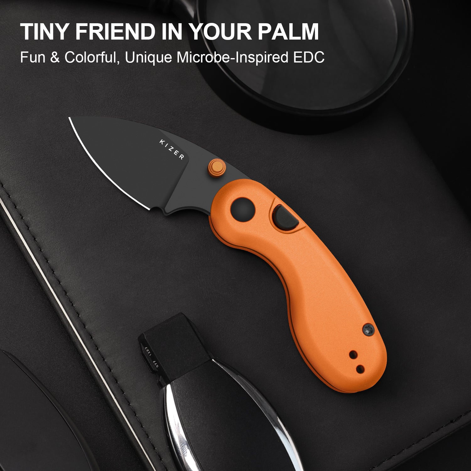 Microbe™ | Kizer Button Liner Lock™ | 14C28N | Aluminum | KizerV™ 2742A3