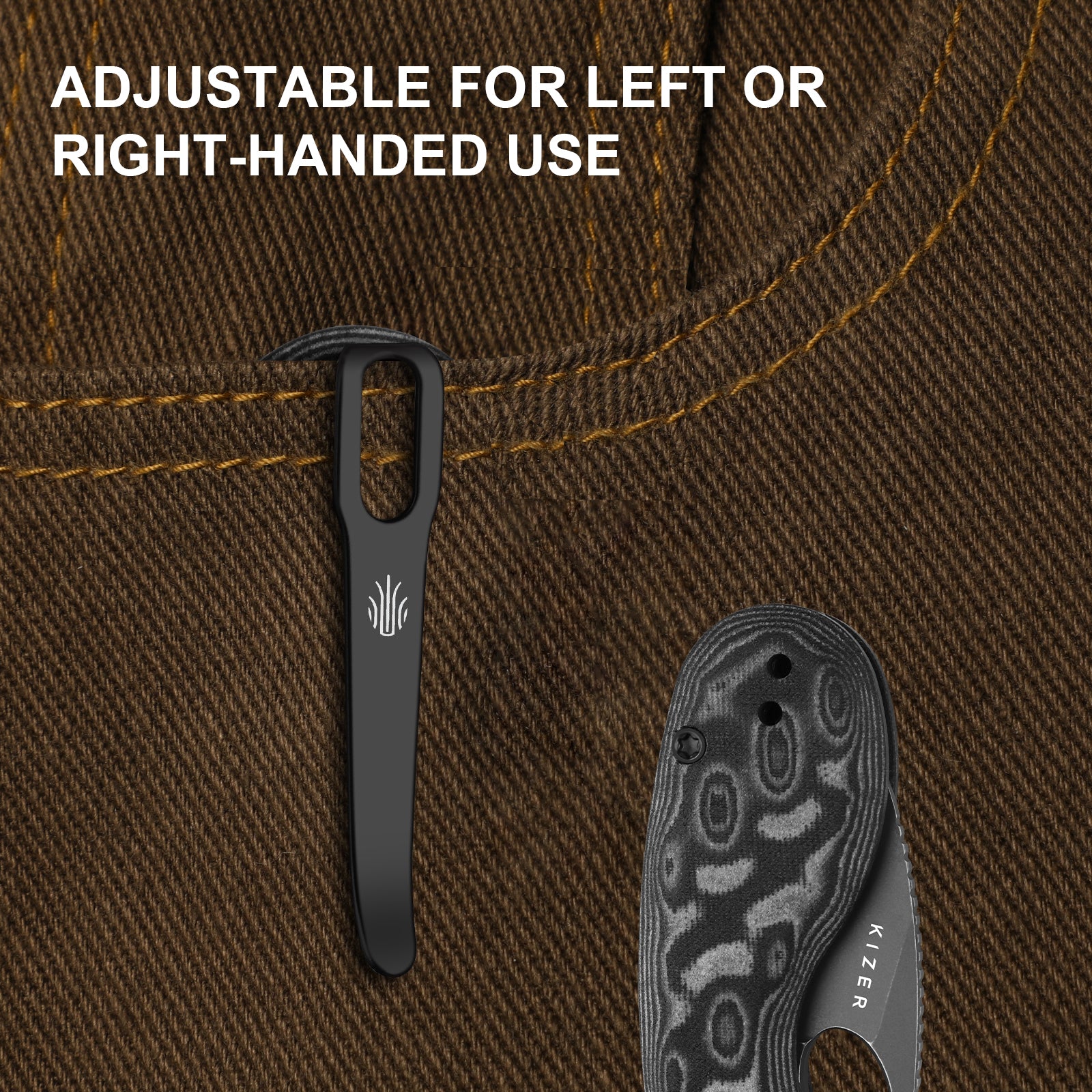 Microbe™ | Kizer Button Liner Lock™ | Micarta With Vortex Pattern | 14C28N | KizerV™ 2742A5