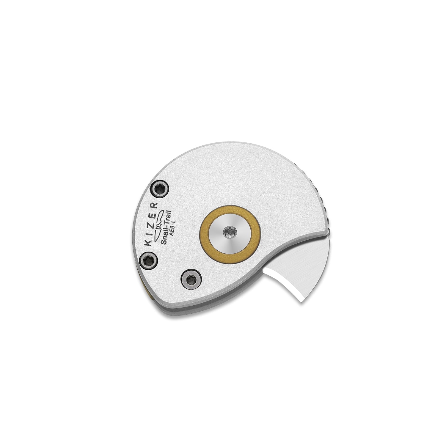 Snail-Trail | 5th Pocket Coin Knife | Detent Slip Joint | AEB-L | Matte Silver Aluminum Handle | Flat Grind | KizerV™ 2757A3