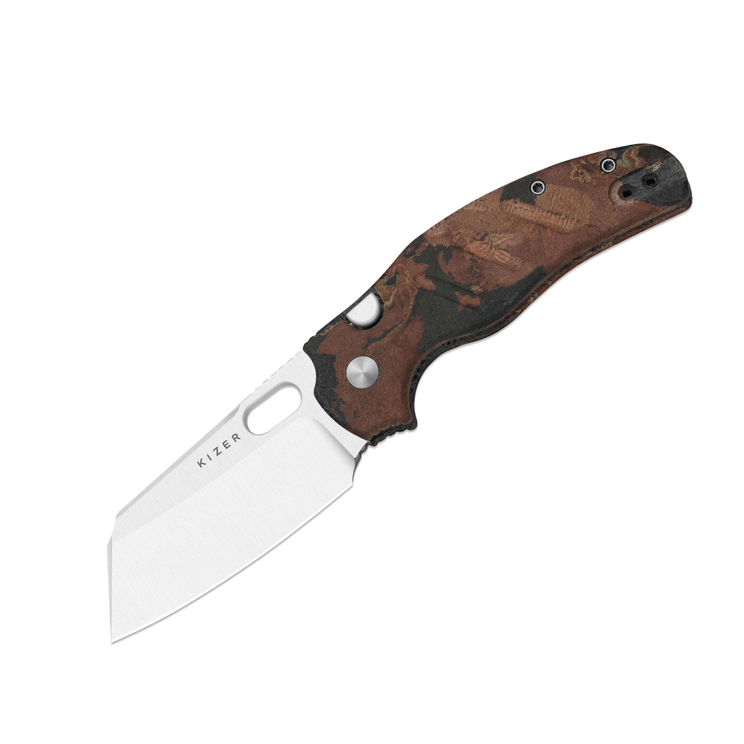 Sheepdog® C01C 2.9 BS | Current Micarta (Orange Burl Canvas) | Kizer Button Liner Lock™ | Nitro-V | KizerV™ 3488.29BSA3