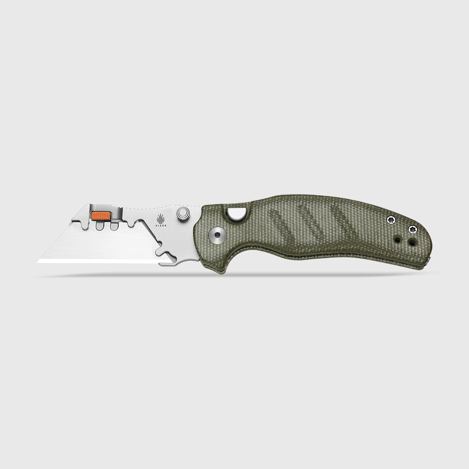 Sheepdog® Utility Knives | Kizer Button Liner Lock™ | C01C Uti 2 | 5Cr15MoV | Micarta | KizerV™ 3488.29JNA1