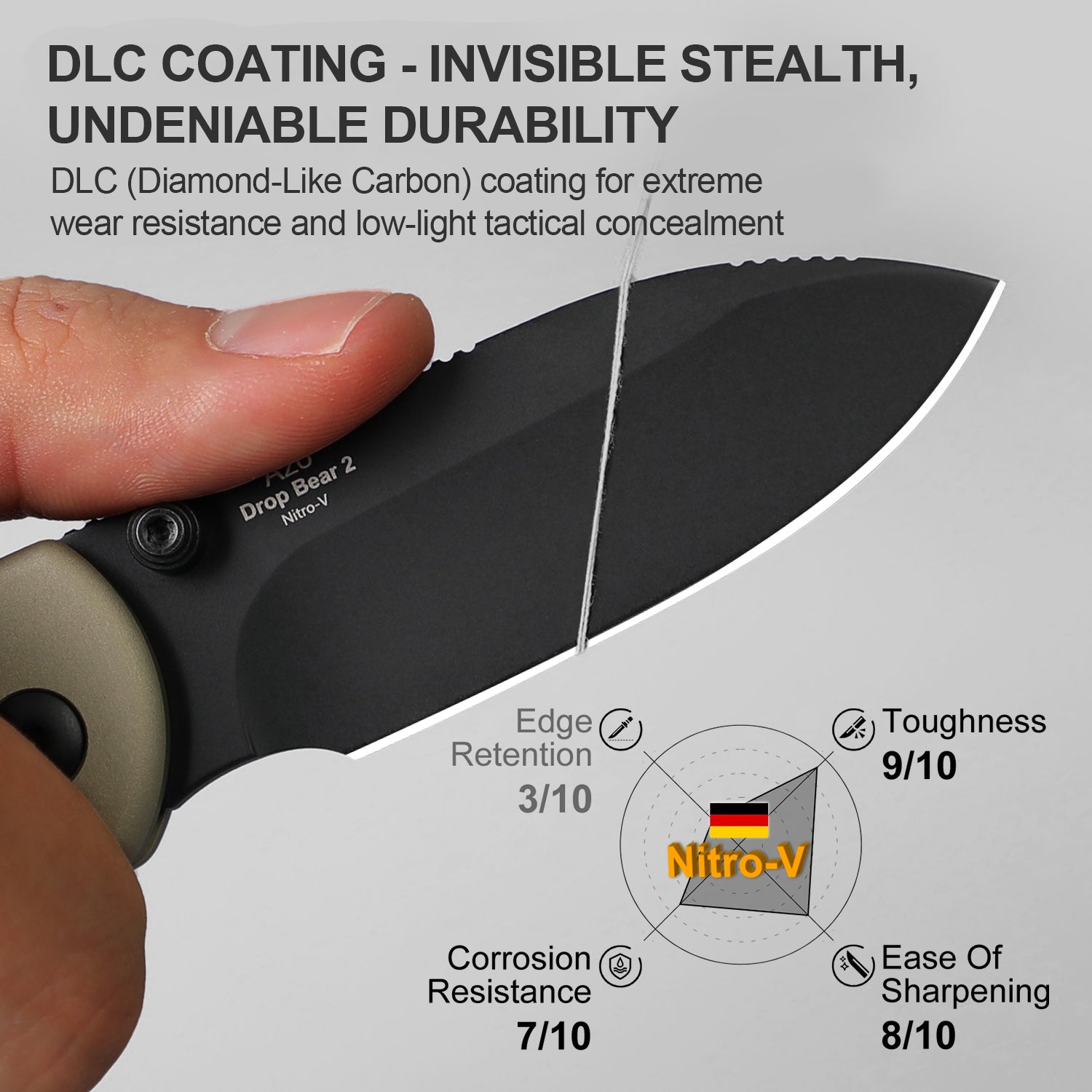 Drop Bear® 2 | Kizer Button Liner Lock™ | Nitro-V | Aluminum | KizerV™ 3619.2CD1