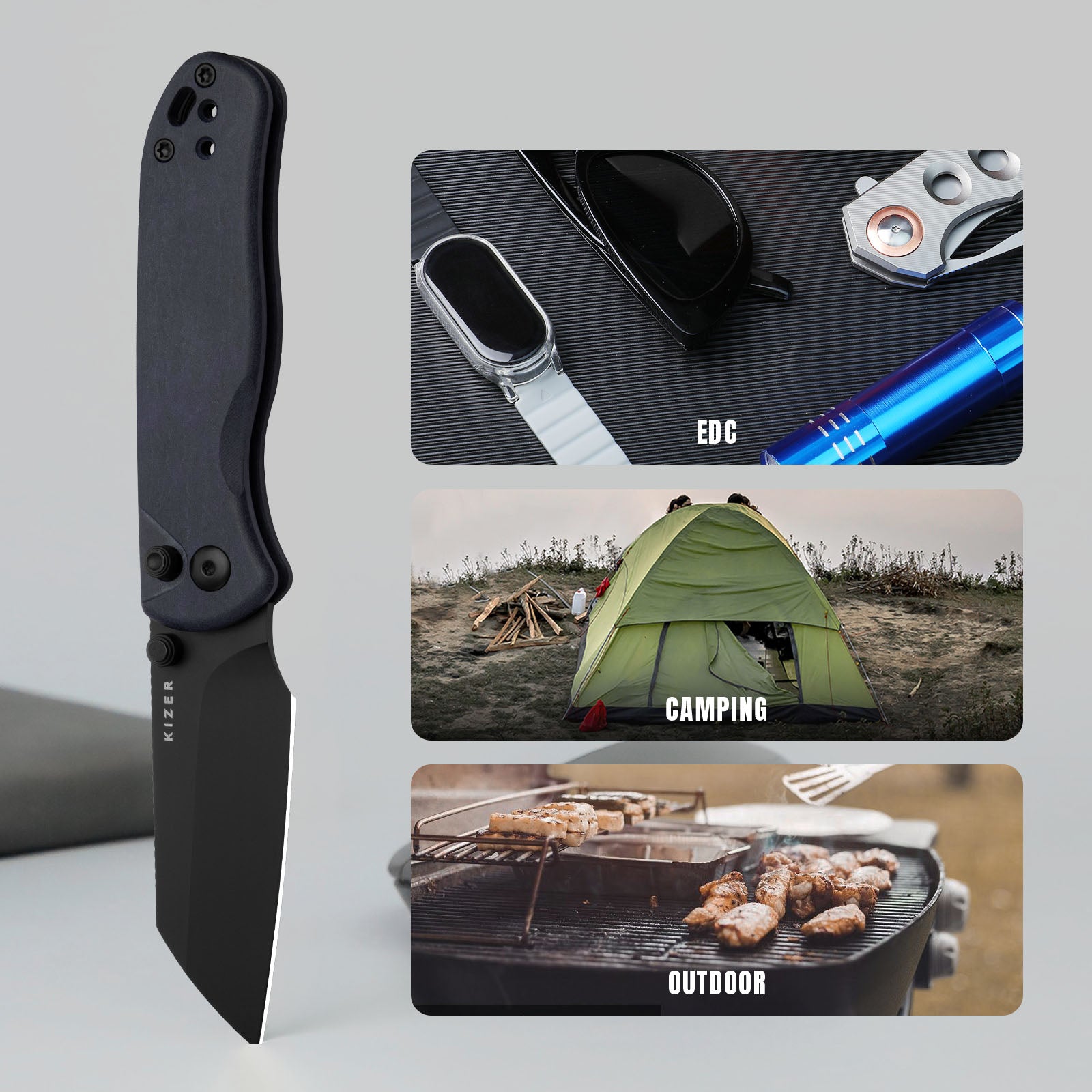 Drop Bear® 2 | Kizer Button Liner Lock™ | Nitro-V | Richlite | Matte DLC Coating | KizerV™ 3619.2CS1