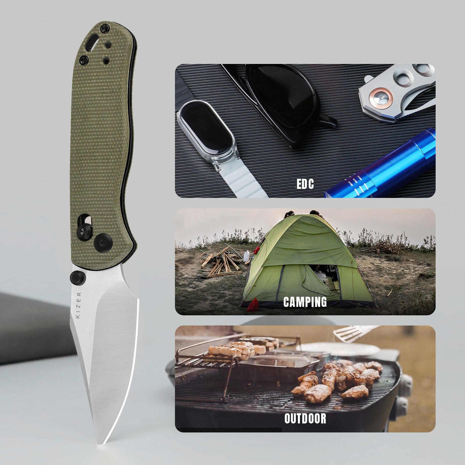 Drop Bear® 2 | Kizer Clutch Lock™ | Nitro-V | Micarta | KizerV™ 3619.2KC1